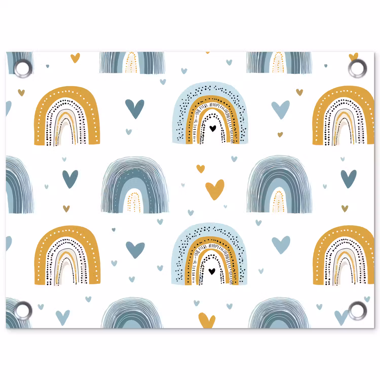 Patroon - Regenboog - Hartjes tuinposter los doek klein -3d