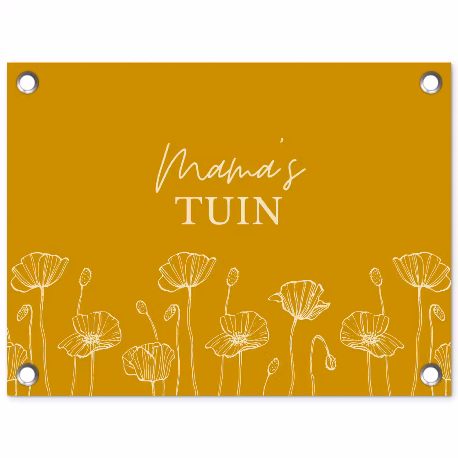 Mama's Tuin op Gele Achtergrond tuinposter los doek klein -3d