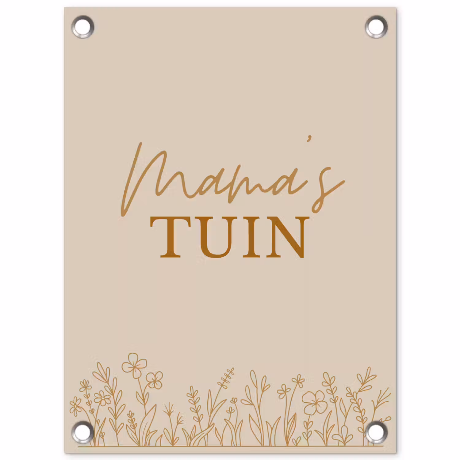 Mama's Tuin met bloemen tuinposter los doek klein -3d