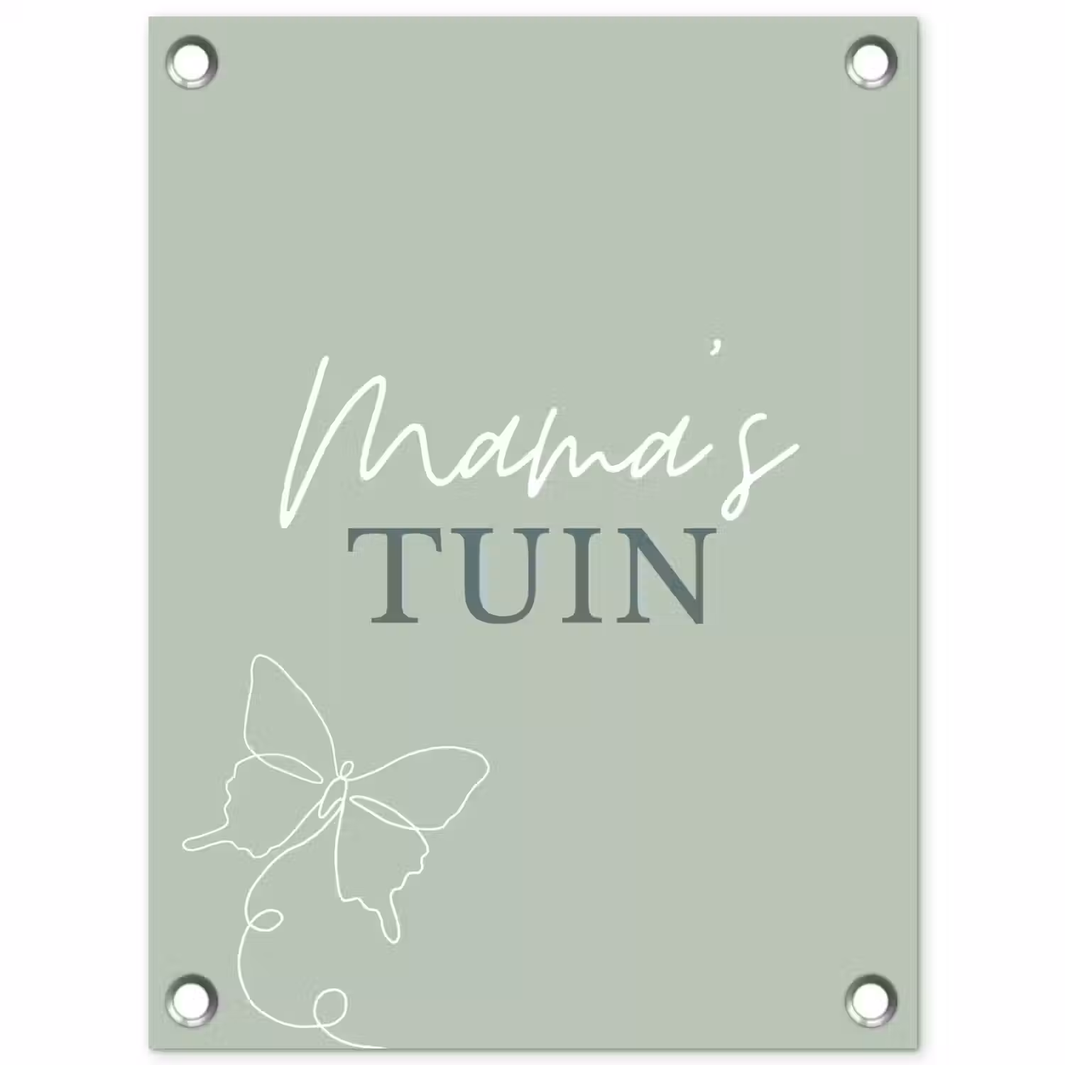 Mama's Tuin met Vlinder tuinposter los doek klein -3d