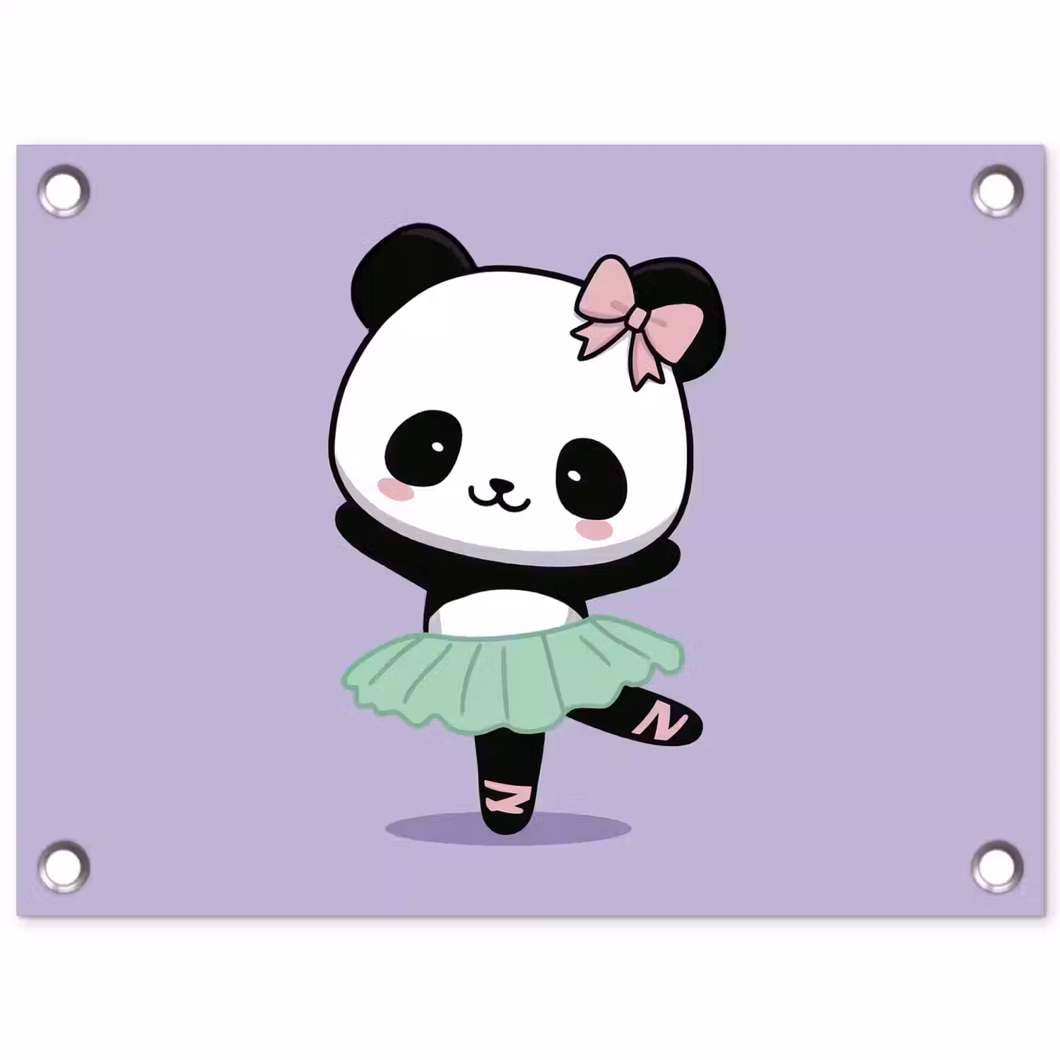 Panda - Paars - Sierlijk - Kawaii tuinposter los doek klein -3d