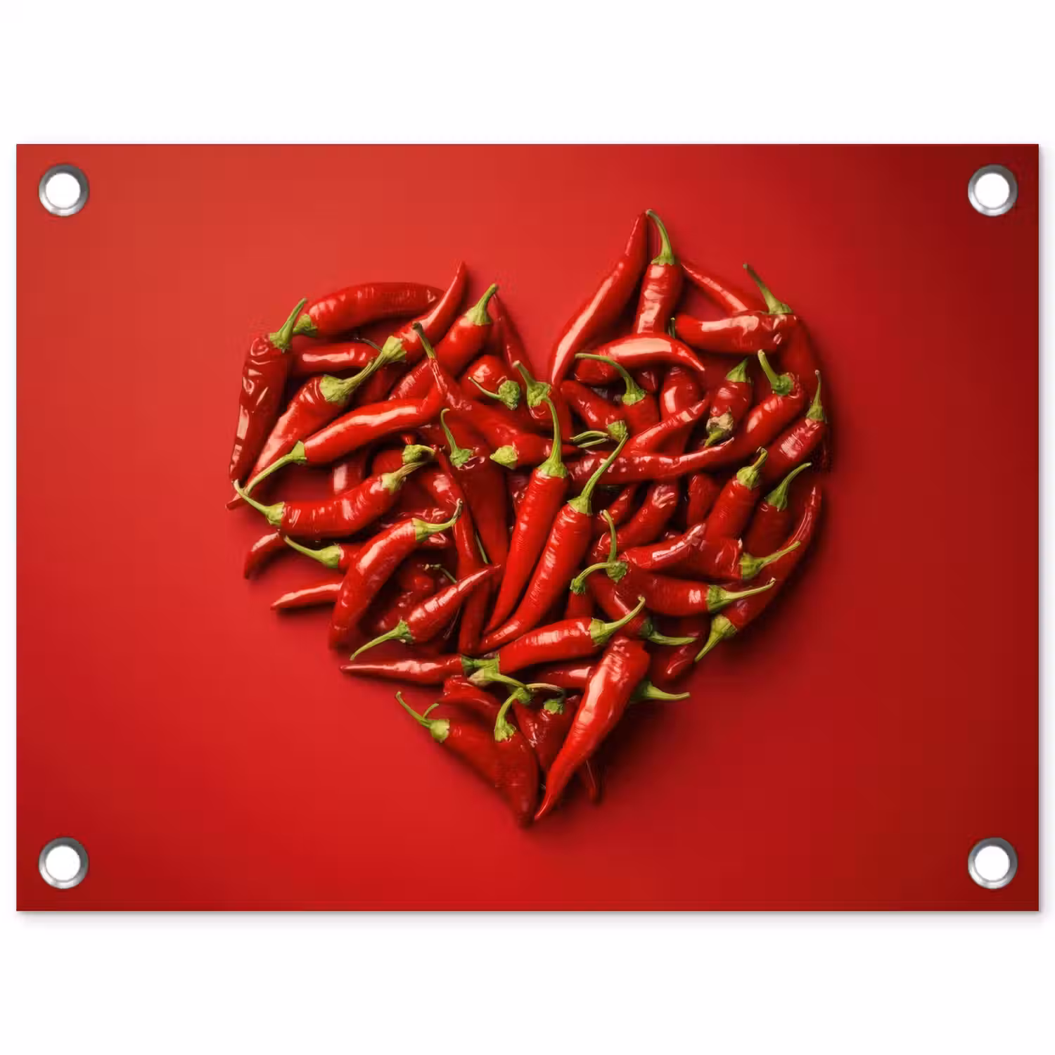 Pepers - Rood - Hart tuinposter los doek klein -3d