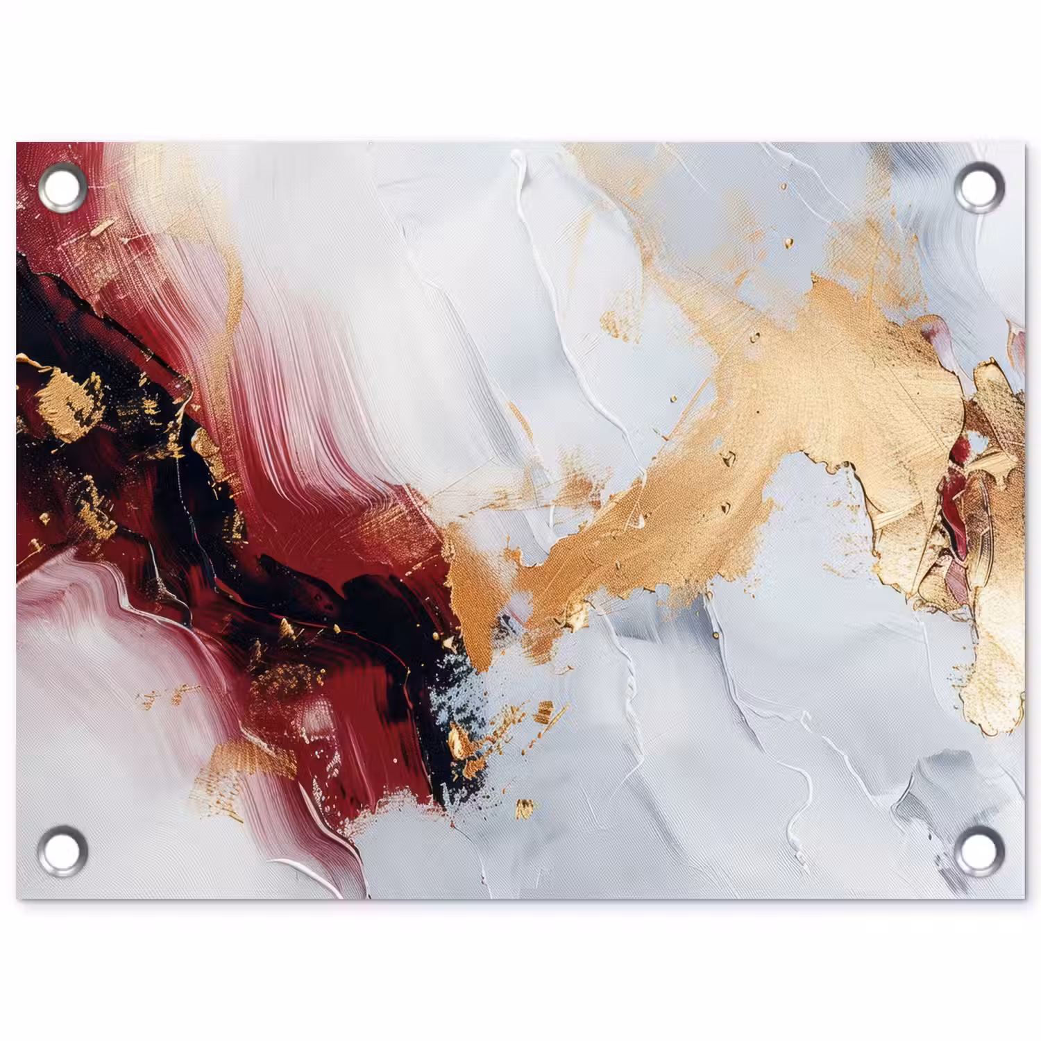 Rood - Abstract - Goud - Modern tuinposter los doek klein -3d