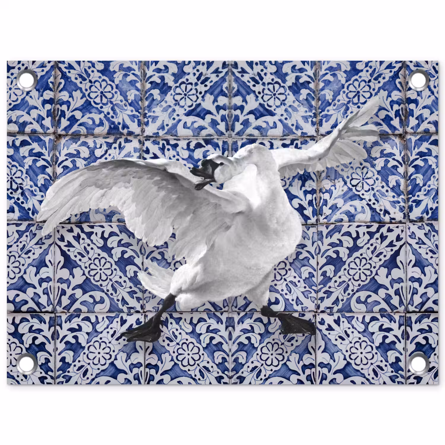 Zwaan - Kunst - Delfts blauw - Schilderij - Oude meesters tuinposter los doek klein -3d