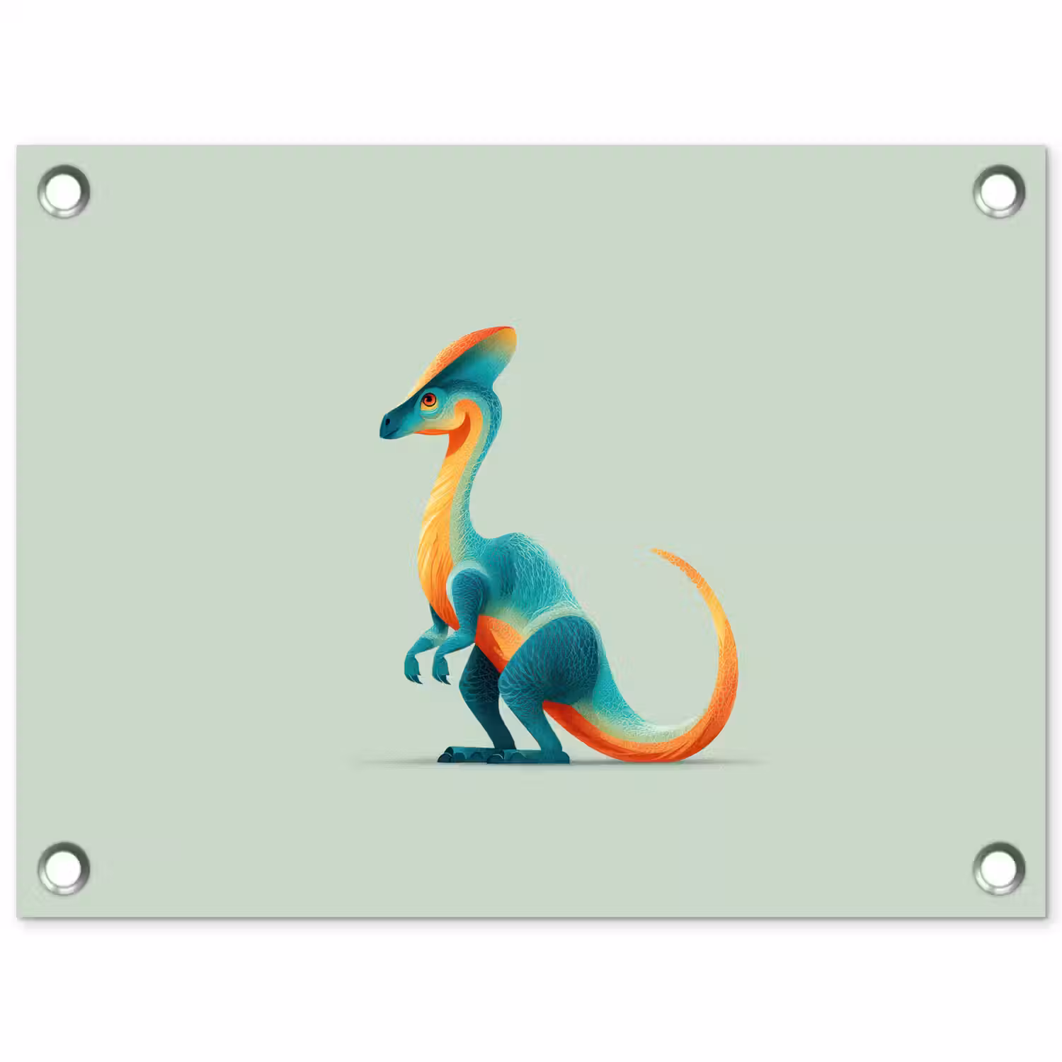 Staart - Dino - Minimalistisch - Blauw tuinposter los doek klein -3d