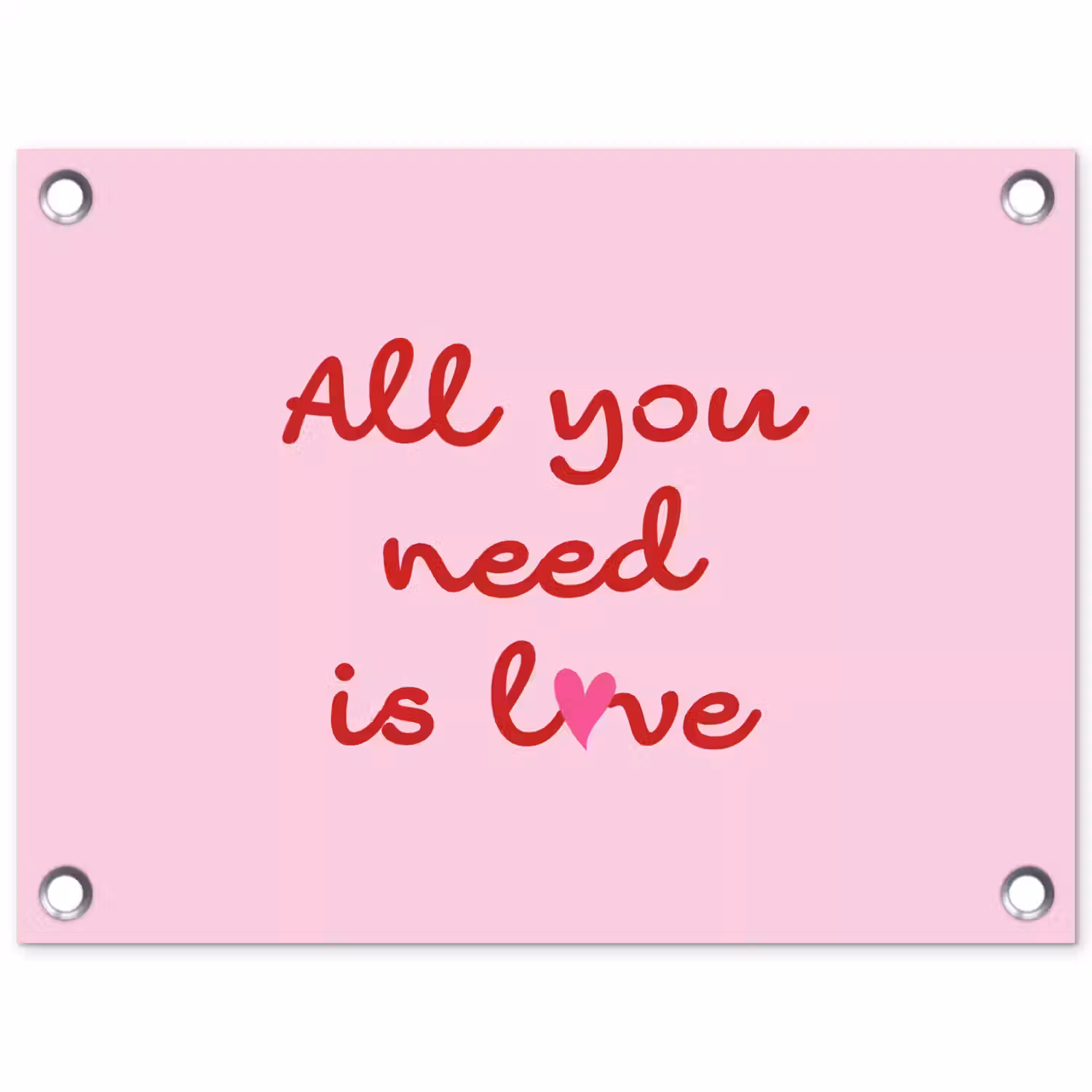 Tekst - Roze - Love - Hart tuinposter los doek klein -3d