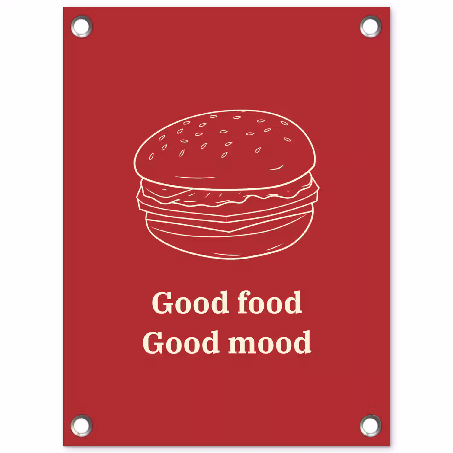 Dieprood - Lijntekening - Tekst - Hamburger tuinposter los doek klein -3d