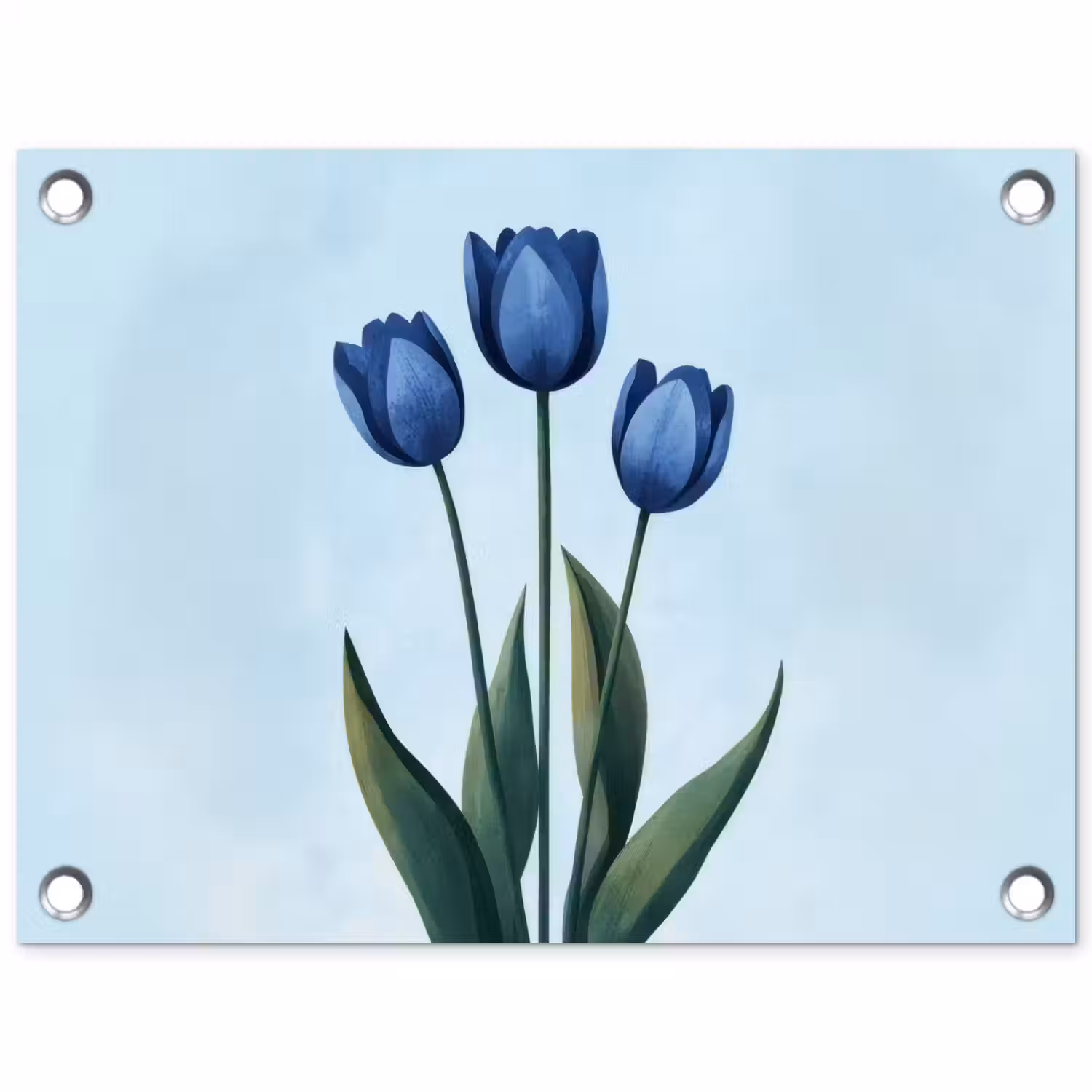 Tulpen - Blauw - Bladeren tuinposter los doek klein -3d