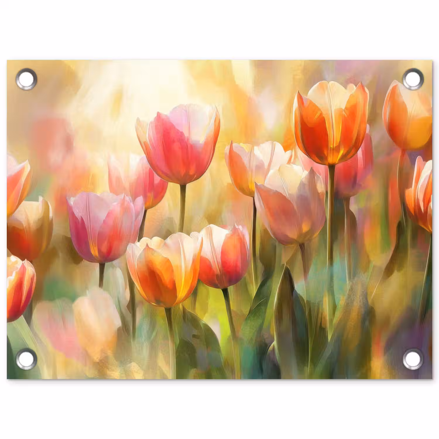Tulpen - Sprookjesachtig - Kleurrijk tuinposter los doek klein -3d