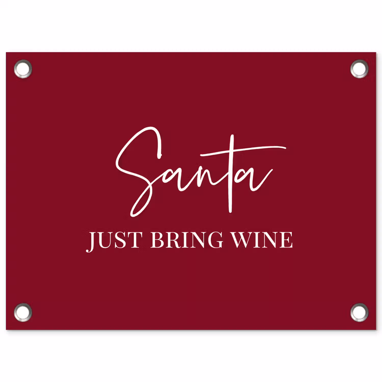 Santa - Wine - Rood - Kerst - Kerstman tuinposter los doek klein -3d