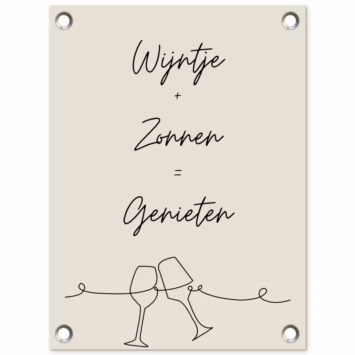 Wijn en Zonnen tuinposter los doek klein -3d
