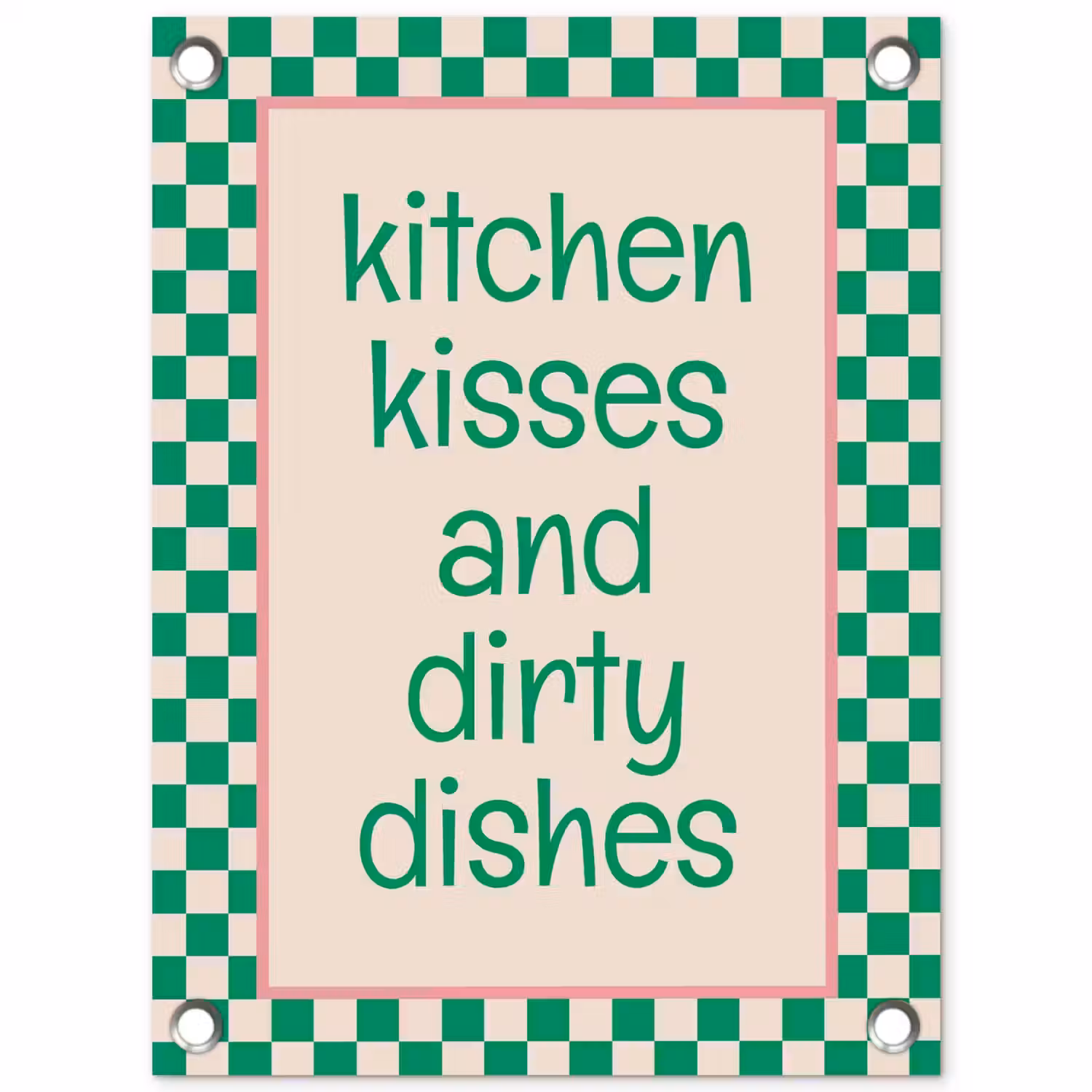 Quote - Groen - Geblokt - Keuken tuinposter los doek klein -3d