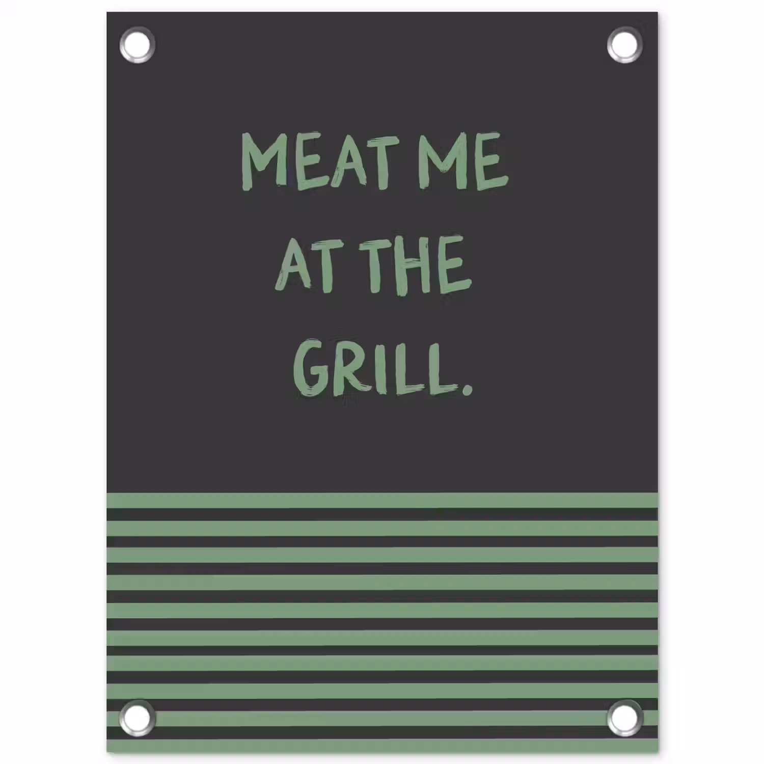 Quote - Groen - Grill - Zomer tuinposter los doek klein -3d
