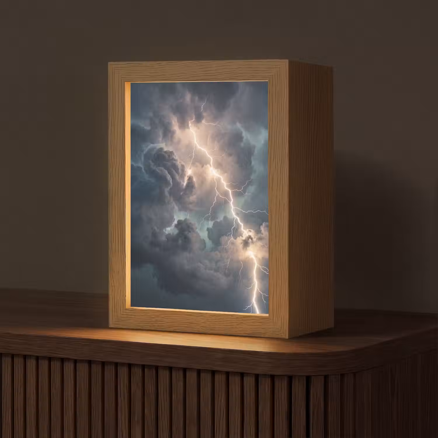 Bliksem - Storm - Natuur - Donker Light Box met kabel (Tafellamp) klein -z3d_website