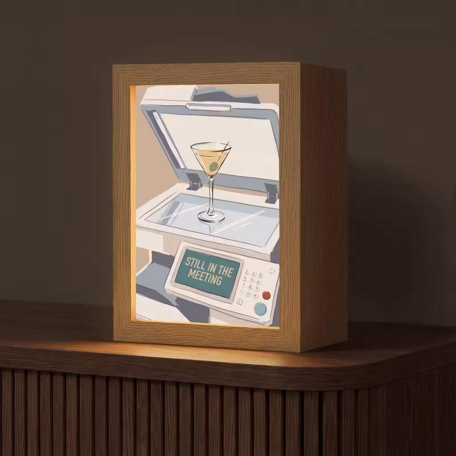 Personalisierte Lightbox - Büro – Getränke – Humor – Illustration - Kantoor - Drank - Humor - Illustratie Light Box met kabel (Tafellamp) klein