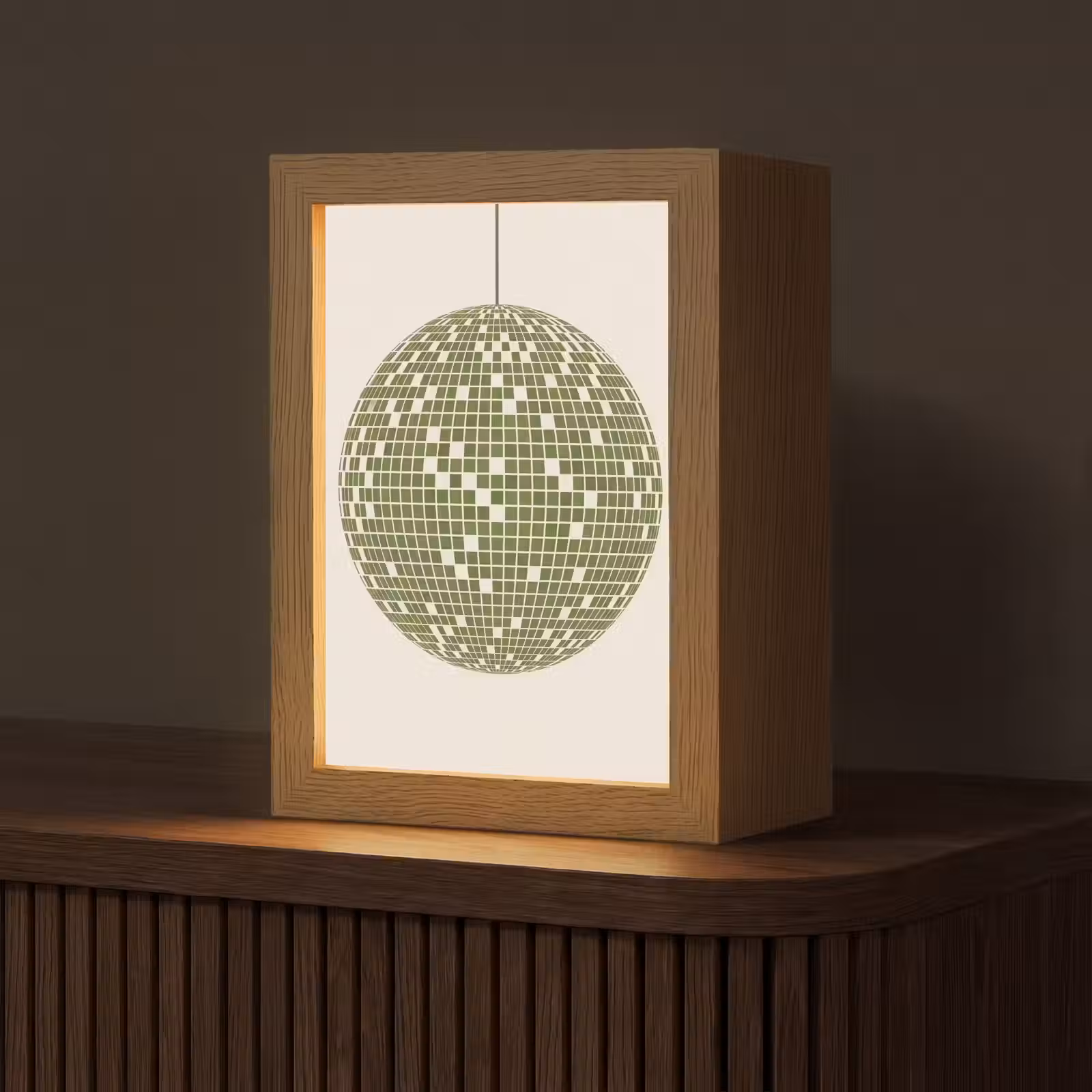 Personalisierte Lightbox - Disco – Ball – Grün – Abstrakt – Modern - Disco - Bal - Groen - Abstract - Modern Light Box met kabel (Tafellamp) klein