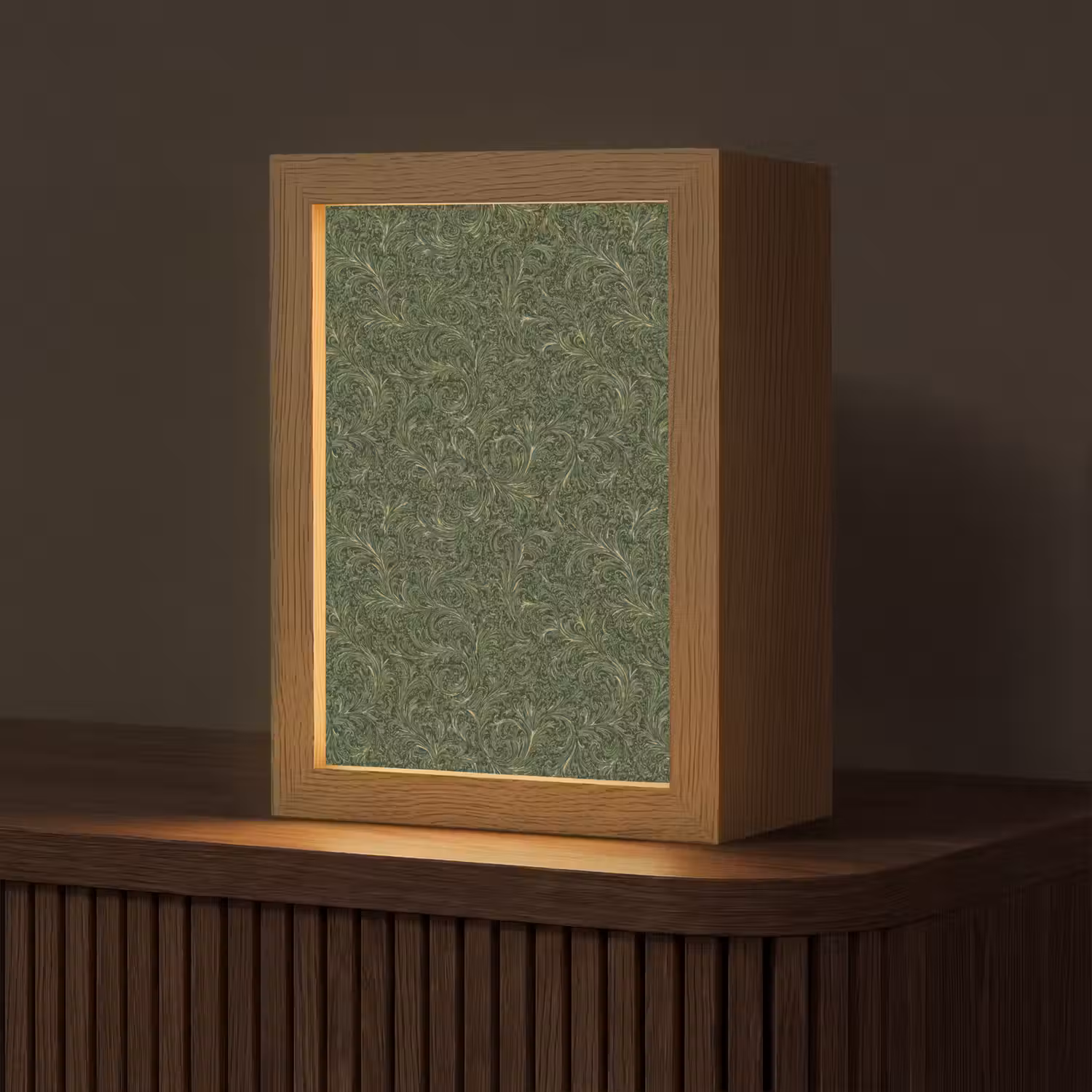 Donker - Groen - Krullend - Botanisch Light Box met kabel (Tafellamp) klein 925 -z3d_website