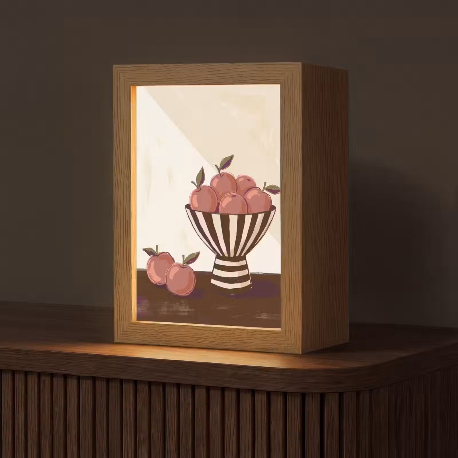Personalisierte Lightbox - Essen – Schale – Stillleben – Modern – Rot - Eten - Schaal - Stilleven - Modern - Rood Light Box met kabel (Tafellamp) klein