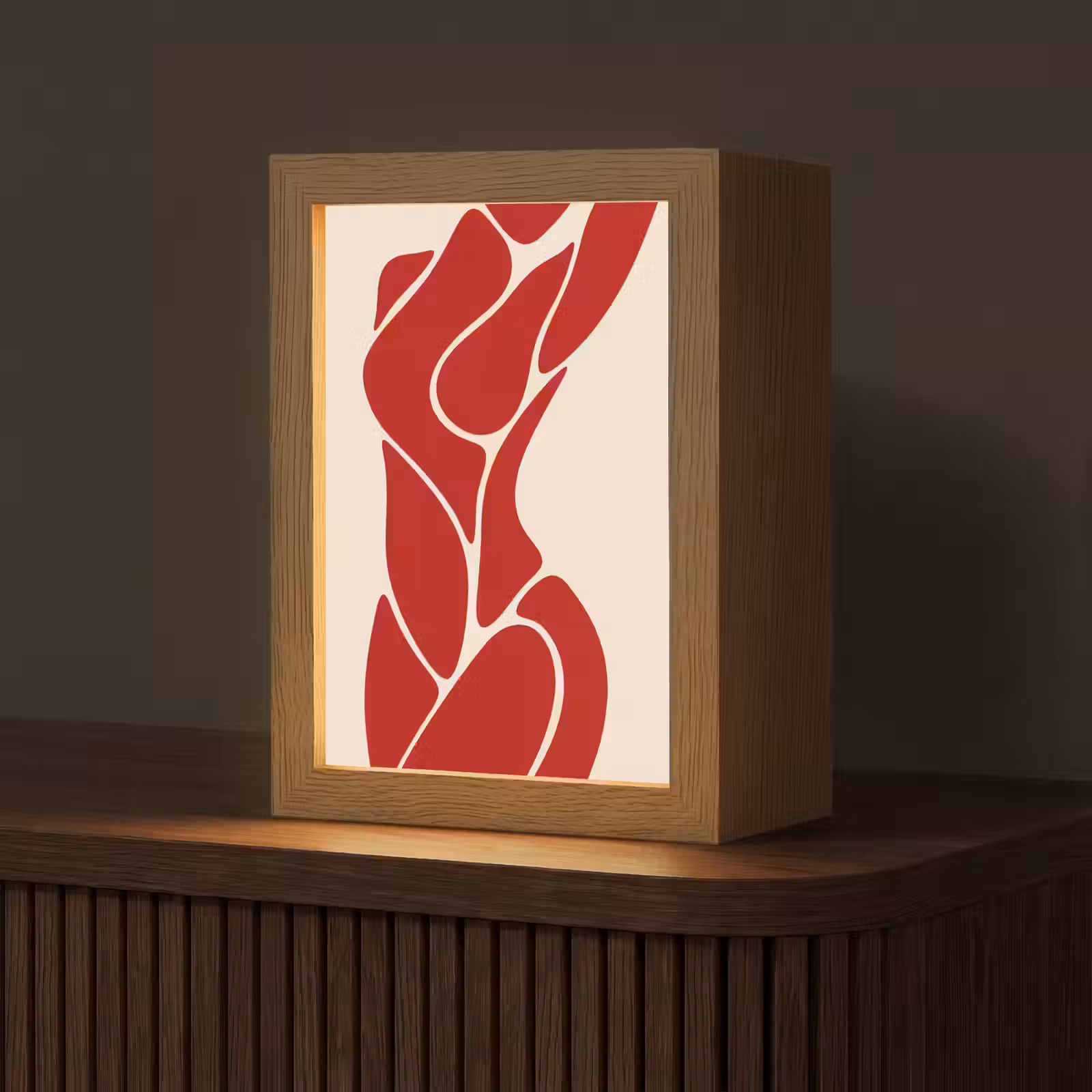 Personalisierte Lightbox - Frau – Figur – Abstrakt – Modern – Rot - Vrouw - Figuur - Abstract - Modern - Rood Light Box met kabel (Tafellamp) klein