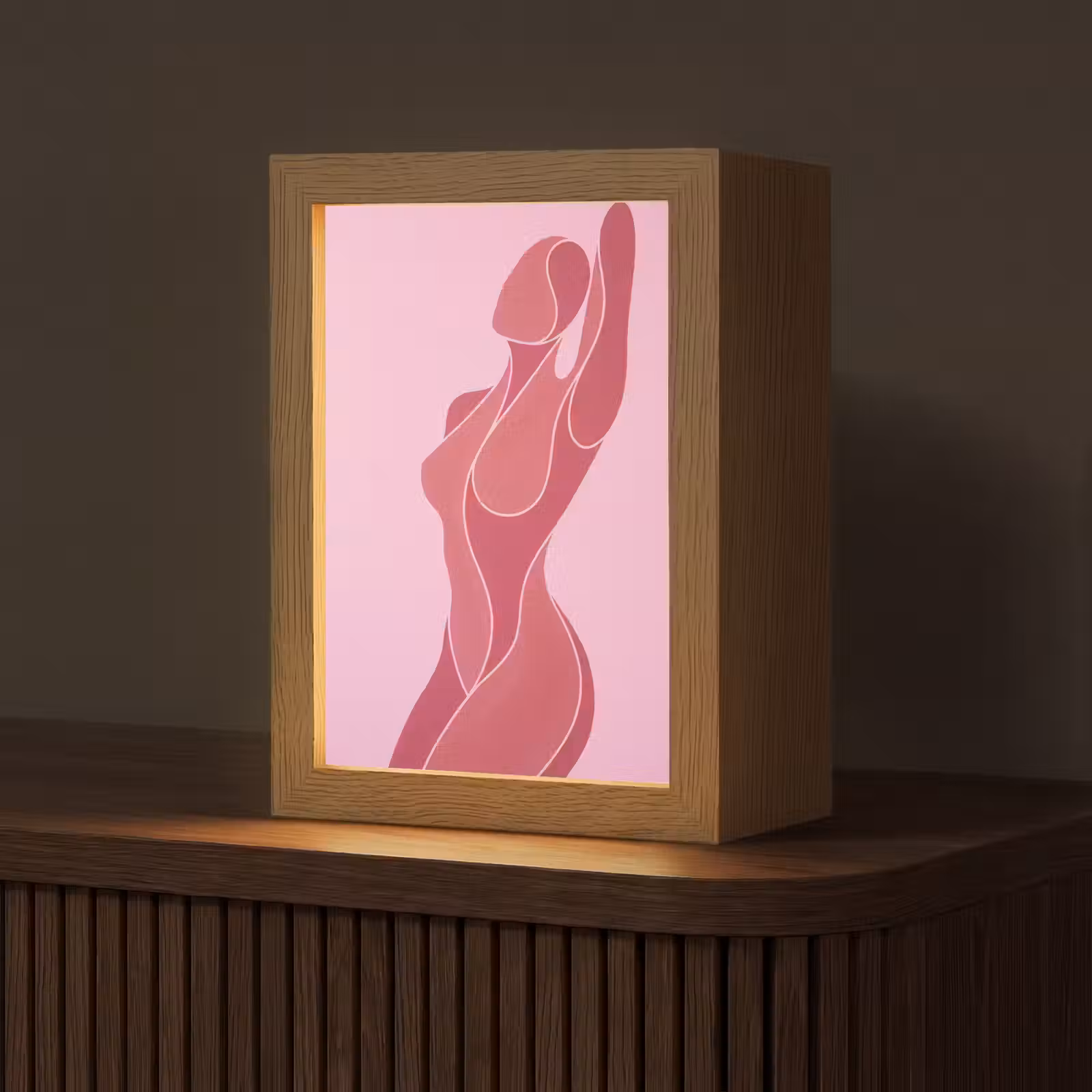 Personalisierte Lightbox - Frau – Körper – Abstrakt – Rosa - Vrouw - Lichaam - Abstract - Roze Light Box met kabel (Tafellamp) klein