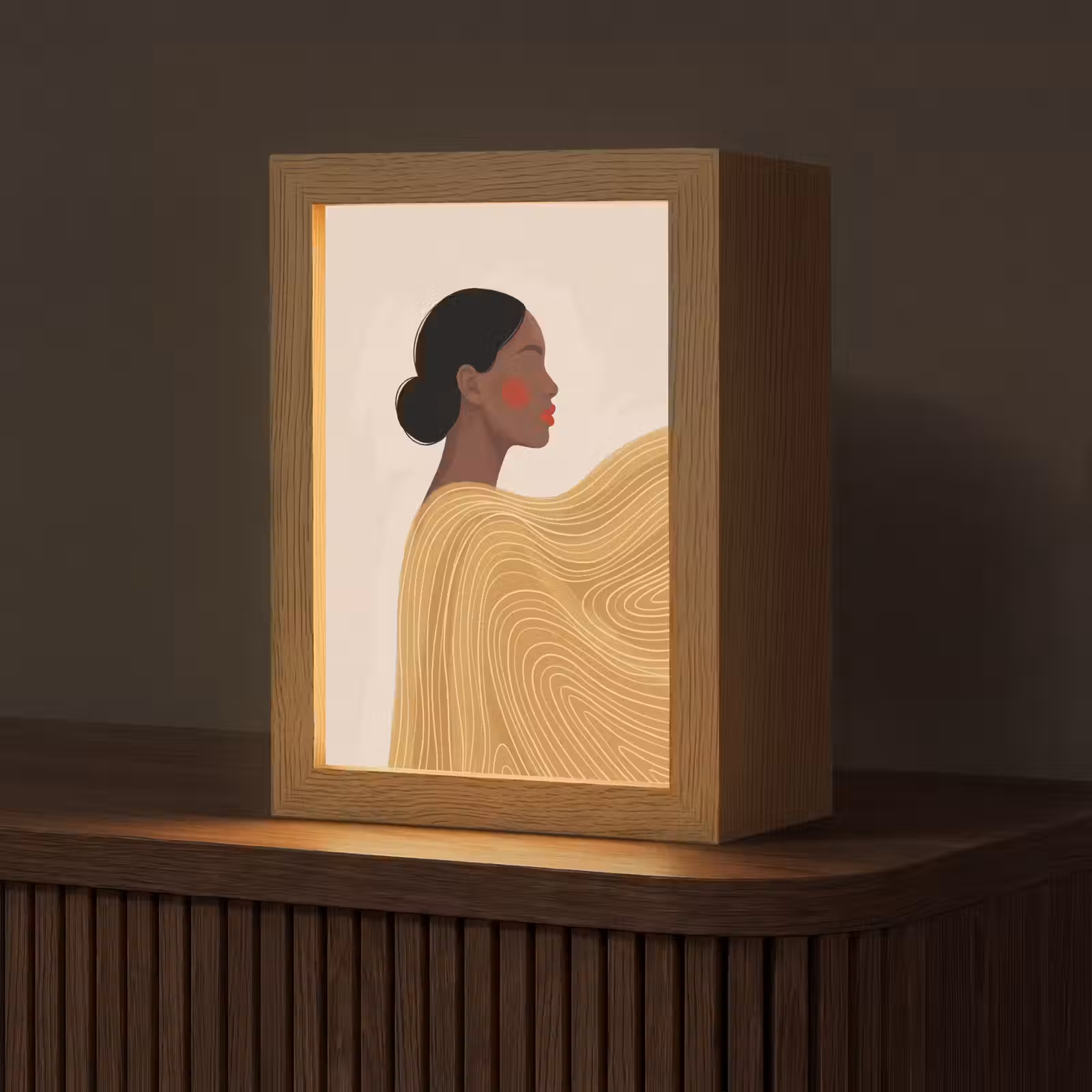 Personalisierte Lightbox - Frau – Profil – Modern – Abstrakt – Kunst - Vrouw - Profiel - Modern - Abstract - Kunst Light Box met kabel (Tafellamp) klein