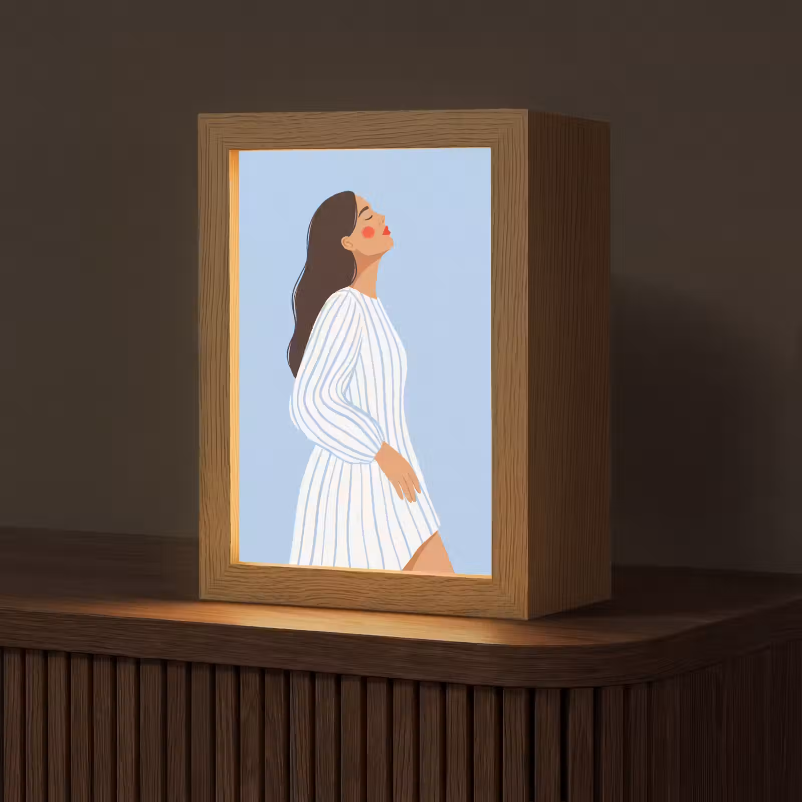Personalisierte Lightbox - Frau – Profil – Ruhe – Modern – Illustration - Vrouw - Profiel - Rust - Modern - Illustratie Light Box met kabel (Tafellamp) klein