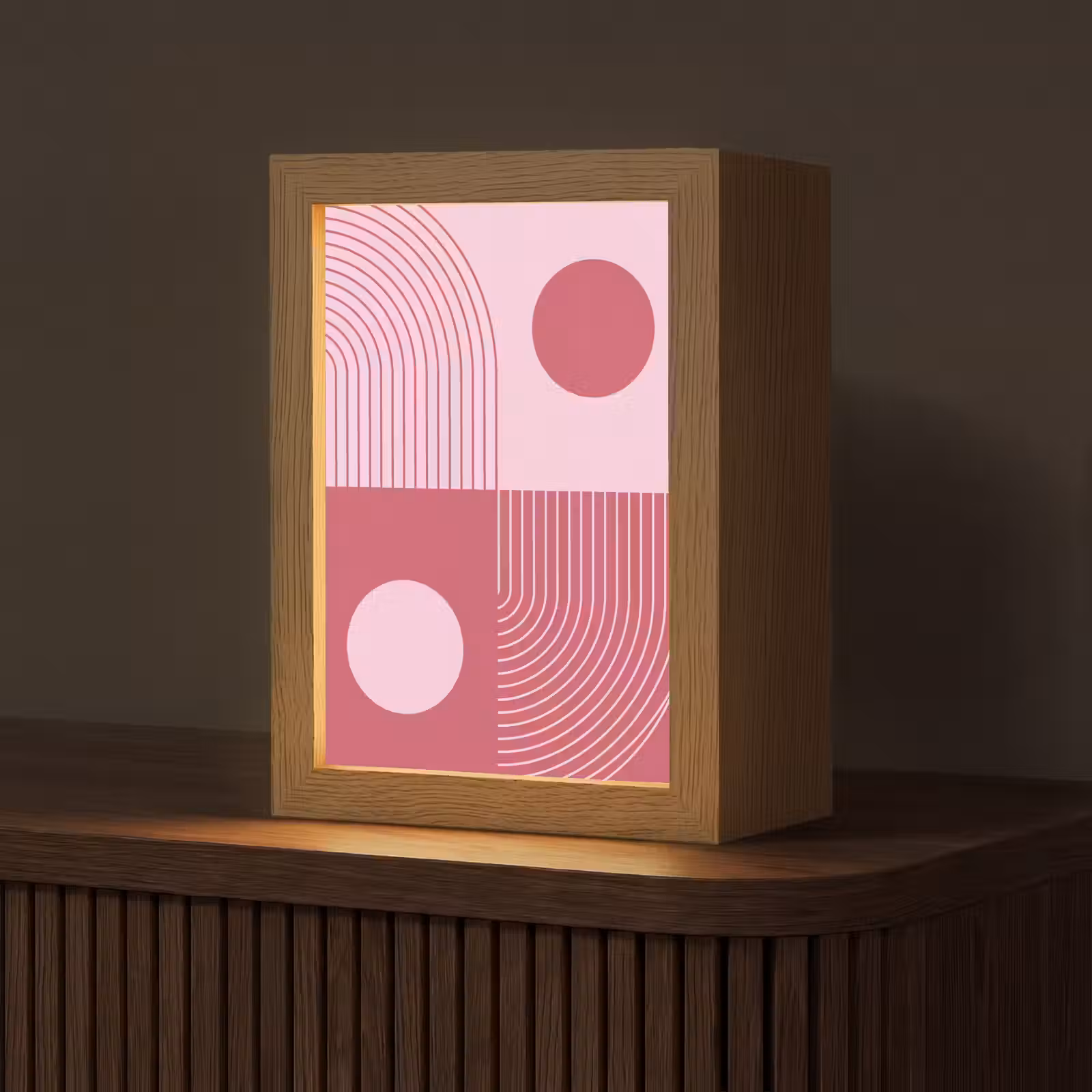 Personalisierte Lightbox - Geometrie – Muster – Abstrakt – Rosa – Modern - Geometrie - Patroon - Abstract - Roze - Modern Light Box met kabel (Tafellamp) klein