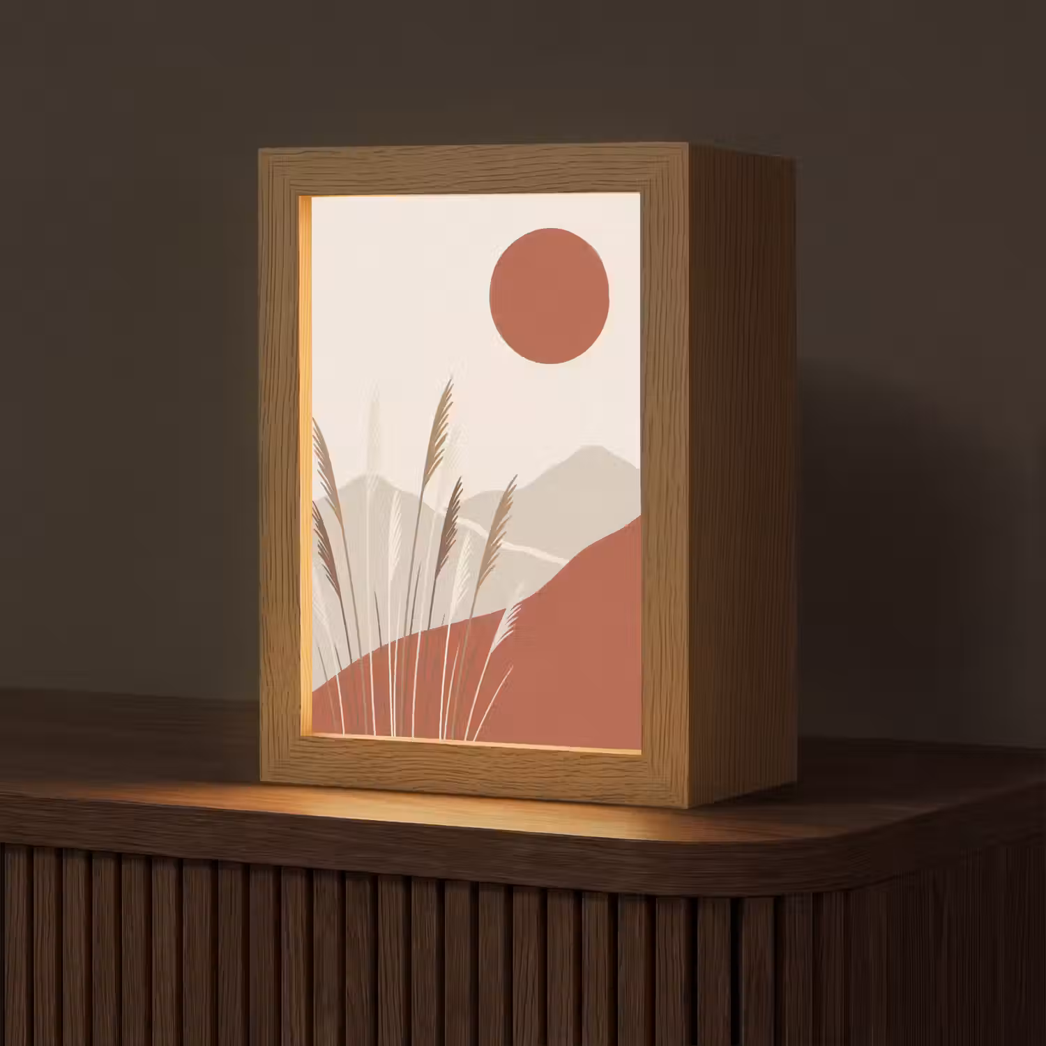 Gras - Landschap - Natuur - Abstract - Beige Light Box met kabel (Tafellamp) klein -z3d_website