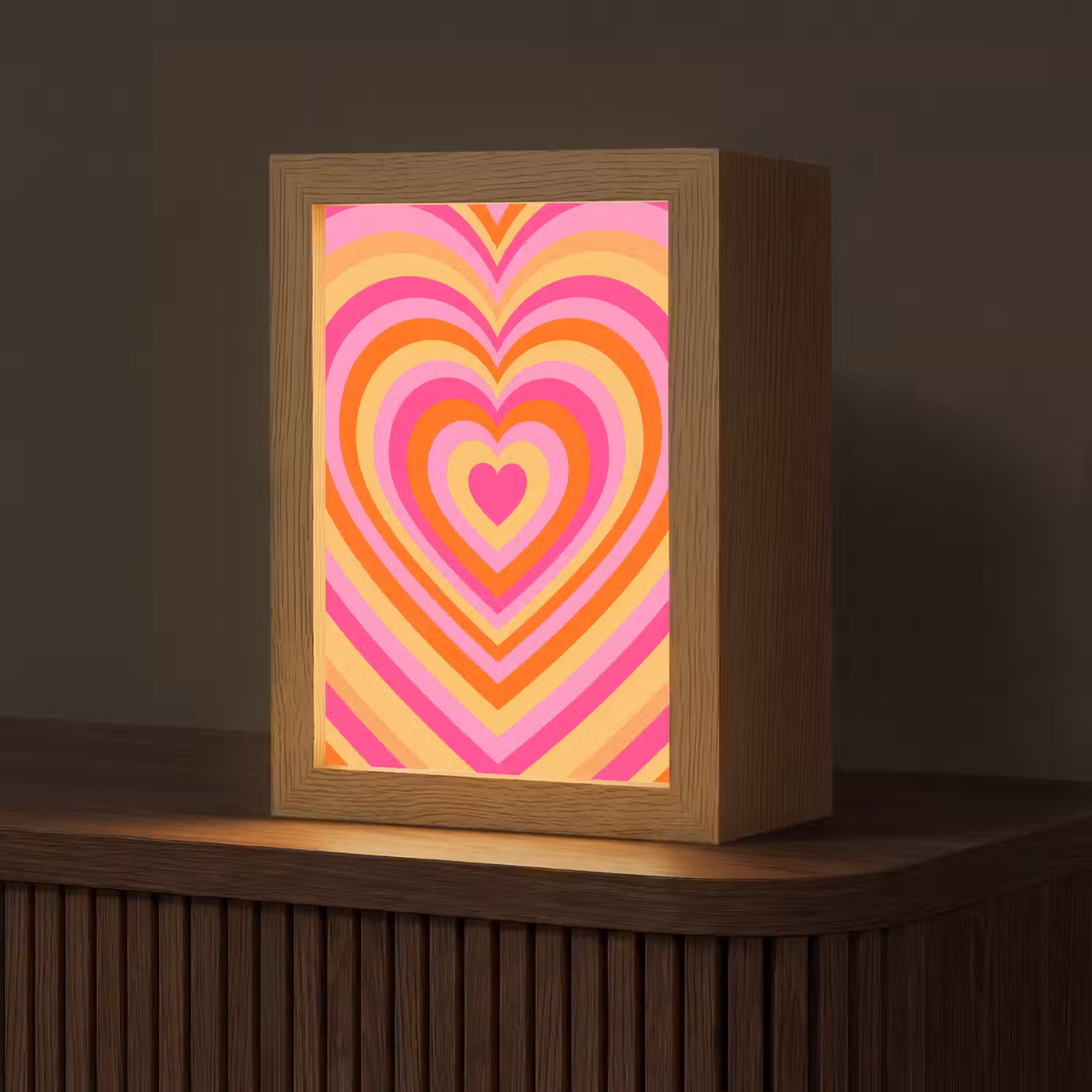 Personalisierte Lightbox - Herz – Konzentrisch – Abstrakt – Liebe – Bunt - Hart - Concentrisch - Abstract - Liefde - Kleurrijk Light Box met kabel (Tafellamp) klein