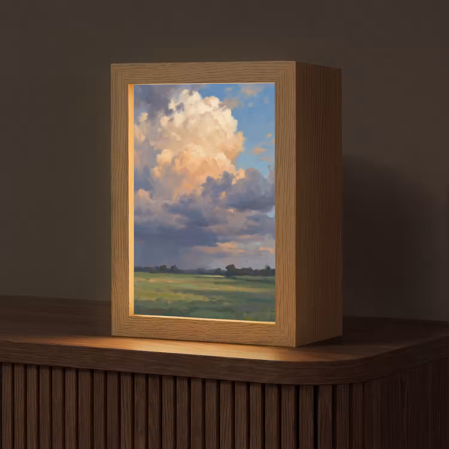 Lucht - Wolken - Landschap - Modern - Oranje Light Box met kabel (Tafellamp) klein -z3d_website