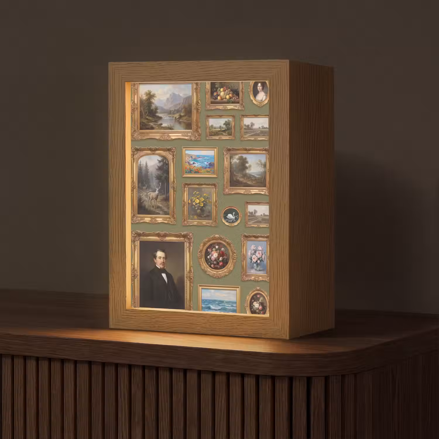 Hert - Bos - Natuur - Klassiek - Dieren Light Box met kabel (Tafellamp) klein -z3d_website