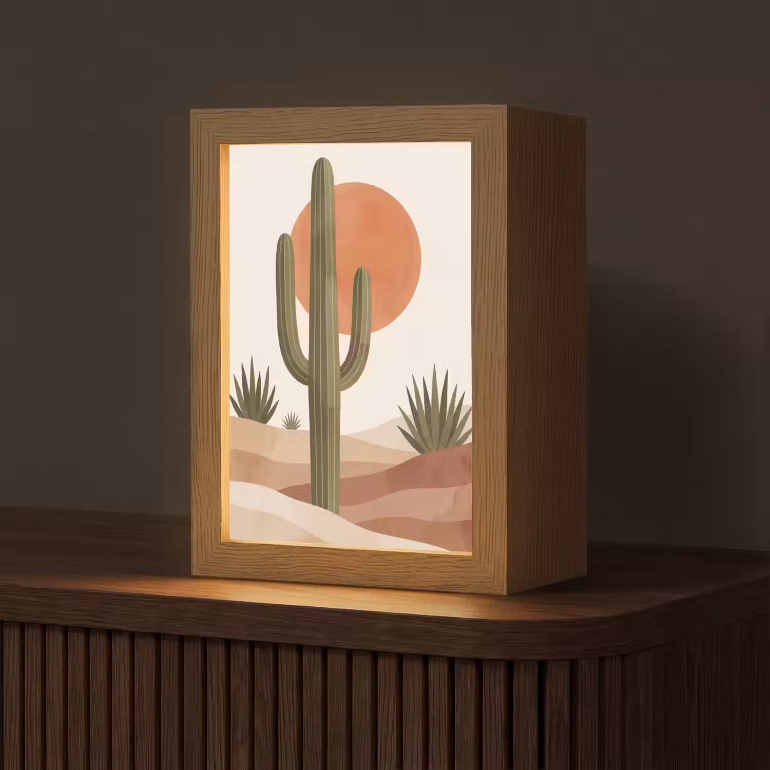 Cactus - Duinen - Modern - Landschap - Groen Light Box met kabel (Tafellamp) klein -z3d_website