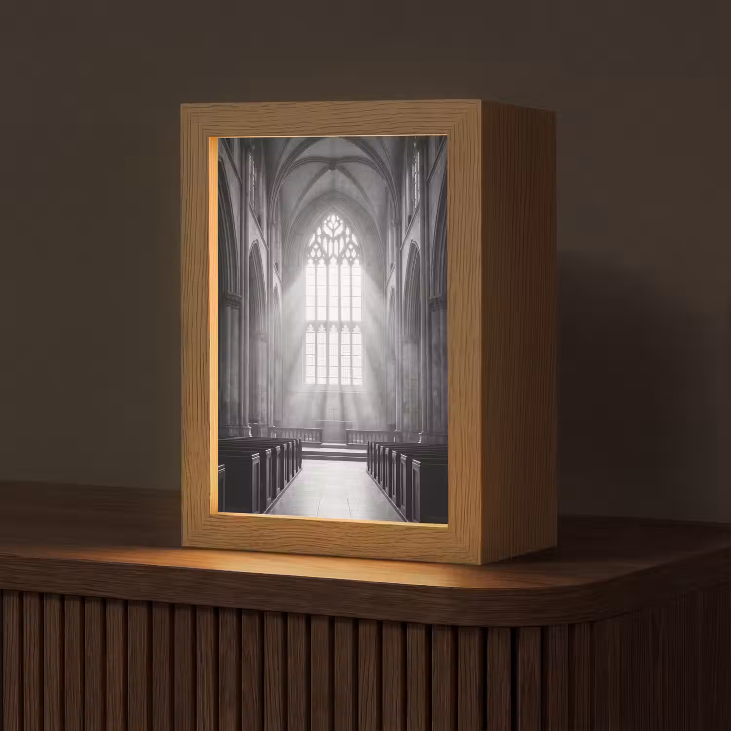 Kerk - Interieur - Lichtstralen - Architectuur - Klassiek Light Box met kabel (Tafellamp) klein -z3d_website