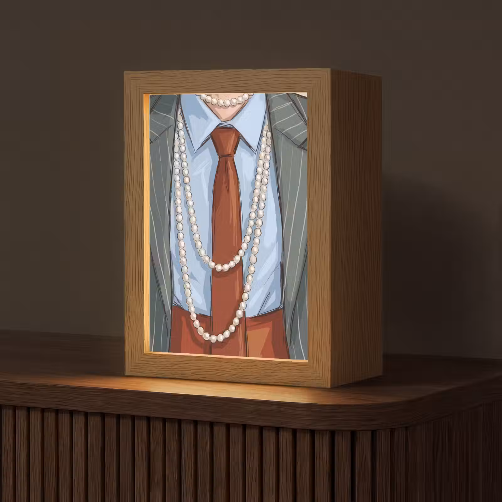 Personalisierte Lightbox - Kleidung – Schleife – Perlen – Klassisch – Mode - Kleding - Strik - Parels - Klassiek - Mode Light Box met kabel (Tafellamp) klein
