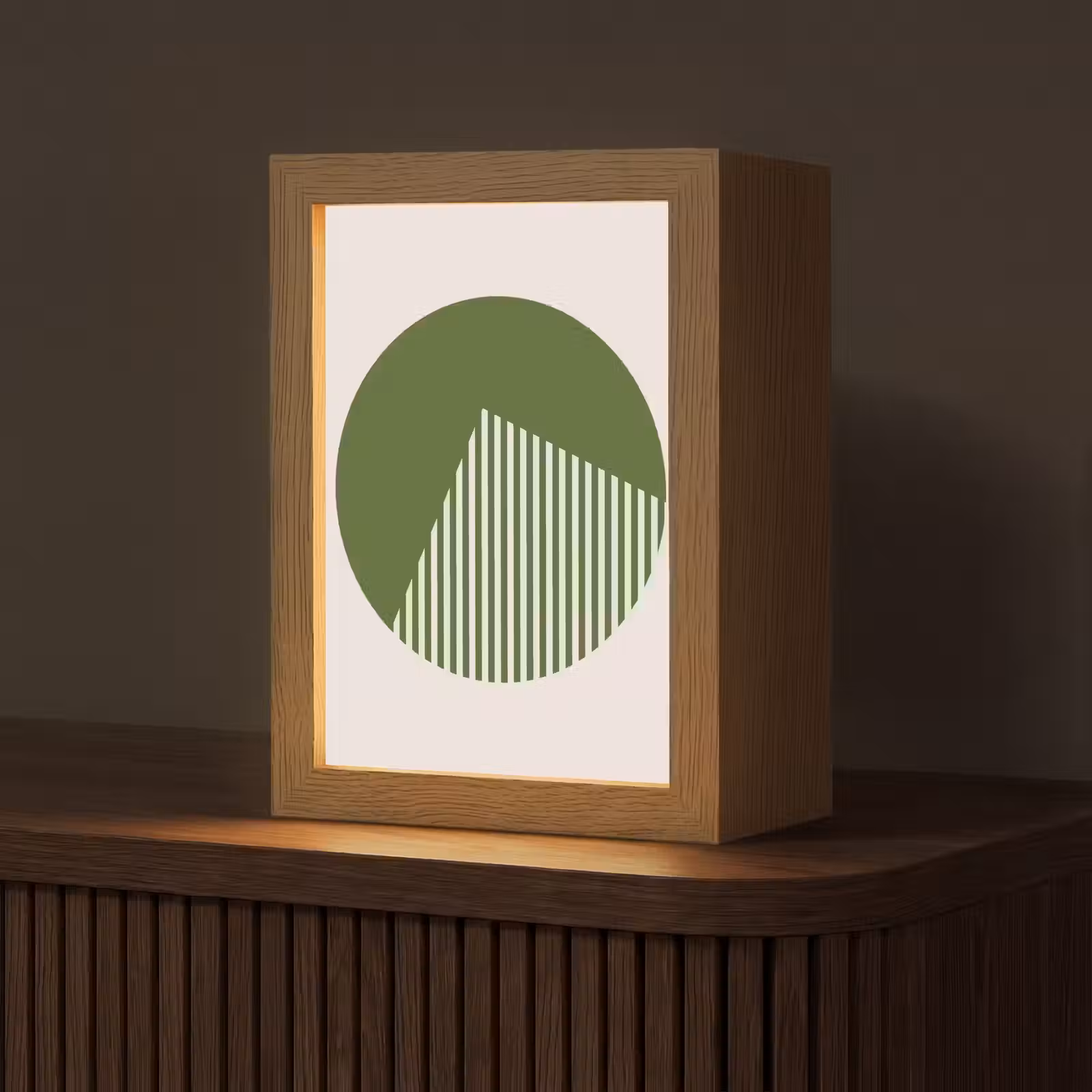 Personalisierte Lightbox - Kreis – Streifen – Geometrisch – Abstrakt – Grün - Cirkel - Strepen - Geometrisch - Abstract - Groen Light Box met kabel (Tafellamp) klein