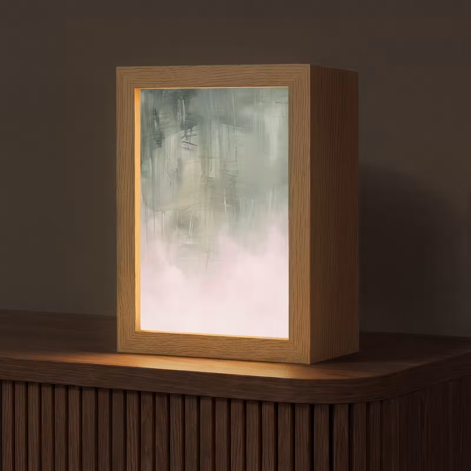 Personalisierte Lightbox - Kunst – Abstrakt – Modern – Grün – Rosa - Kunst - Abstract - Modern - Groen - Roze Light Box met kabel (Tafellamp) klein