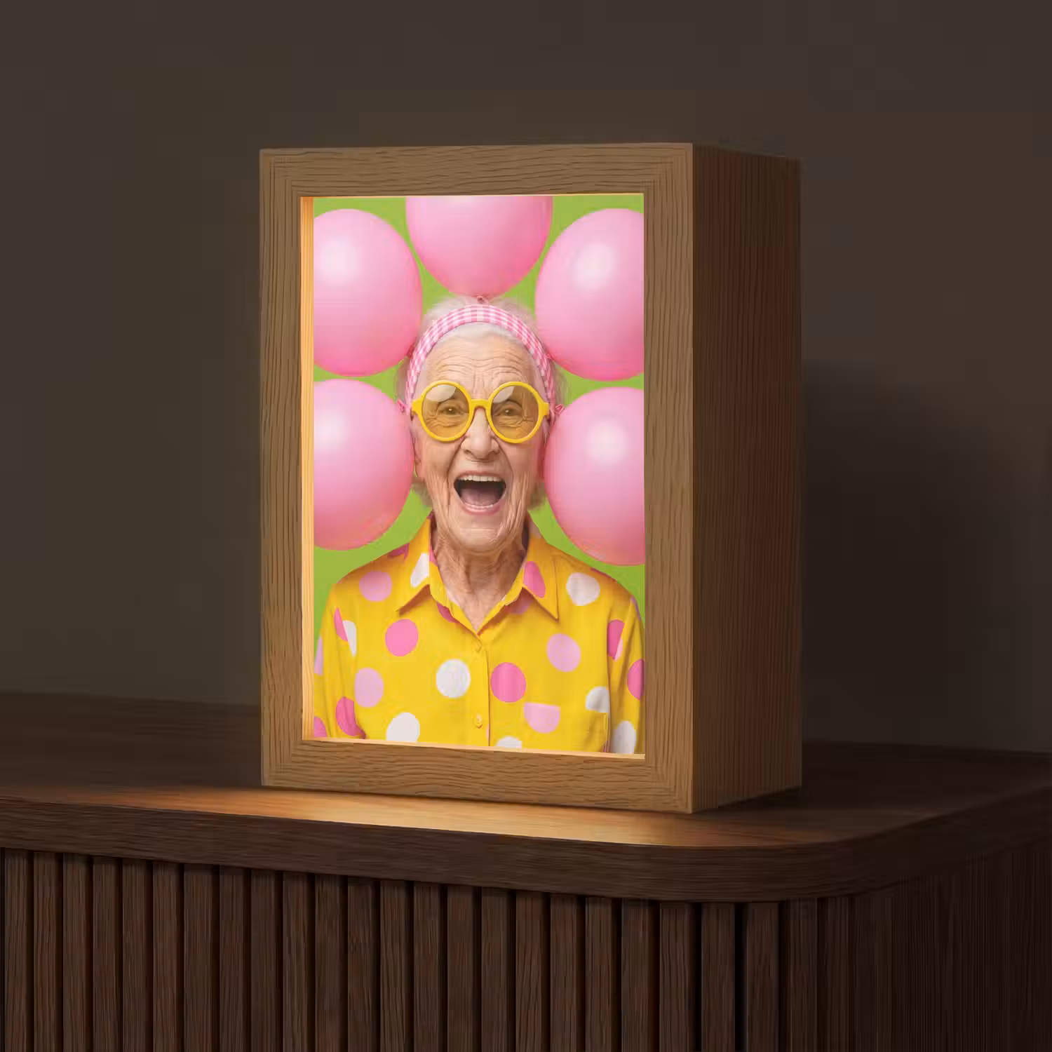 Mens - Ballonnen - Feest - Kleurrijk - Roze Light Box met kabel (Tafellamp) klein -z3d_website