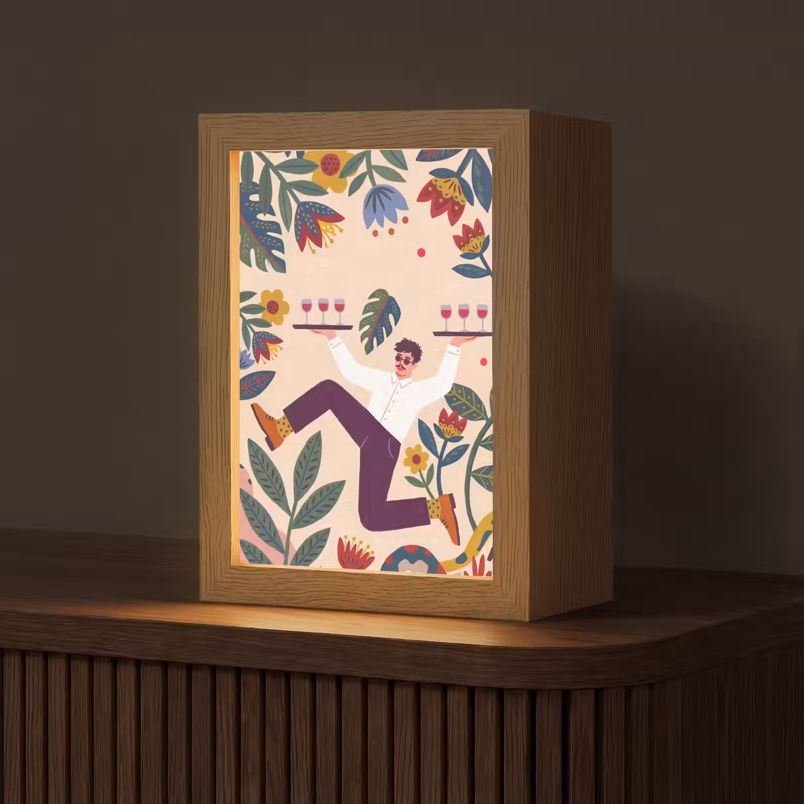 Personalisierte Lightbox - Menschen – Tablett – Essen – Modern – Bunt - Mensen - Dienblad - Eten - Modern - Kleurrijk Light Box met kabel (Tafellamp) klein