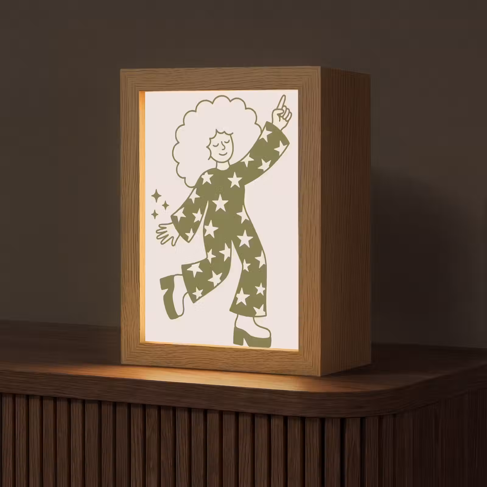 Personalisierte Lightbox - Menschen – Tanzen – Party – Vintage – Grün - Mensen - Dansend - Feest - Vintage - Groen Light Box met kabel (Tafellamp) klein