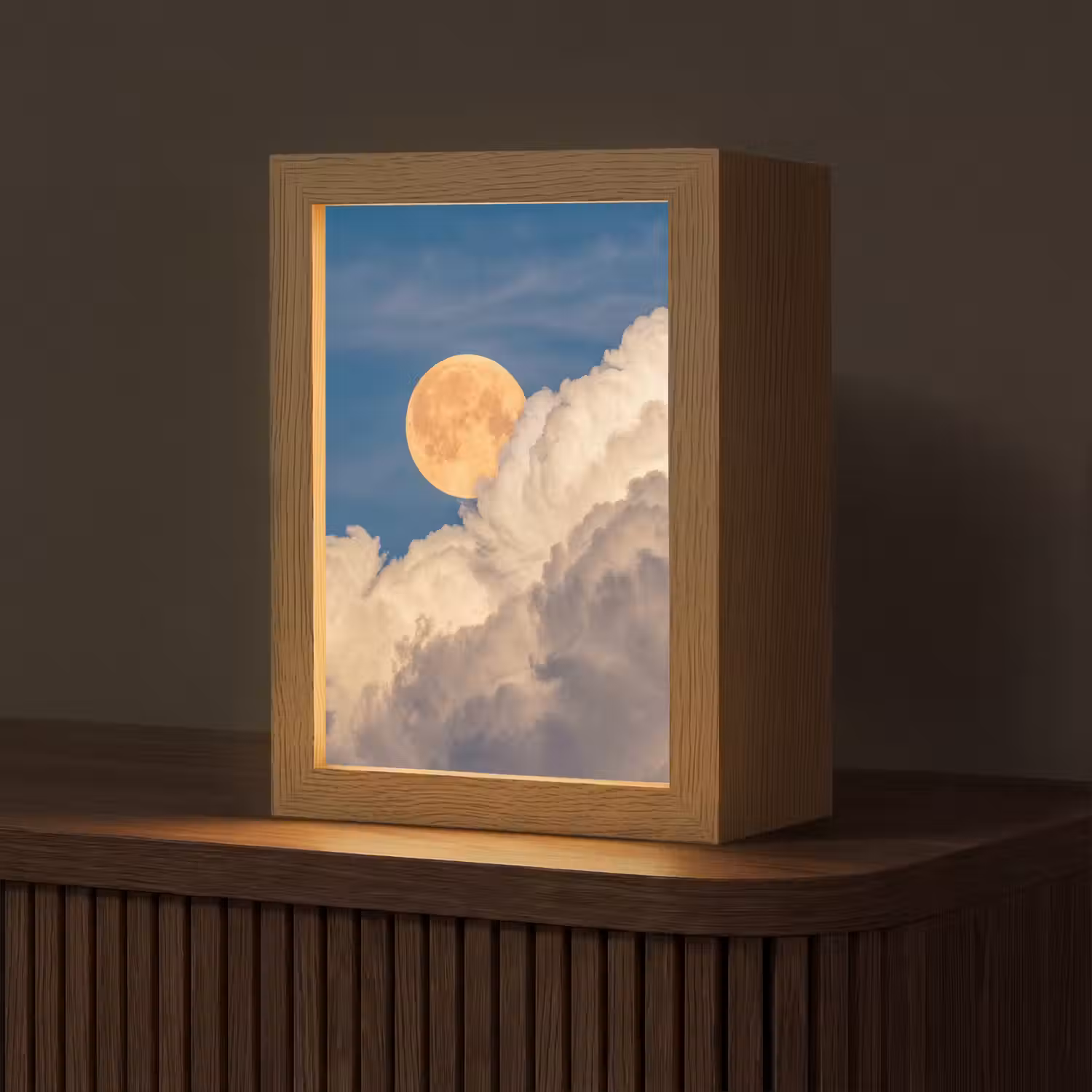 Maan - Wolken - Natuur - Oranje Light Box met kabel (Tafellamp) klein -z3d_website