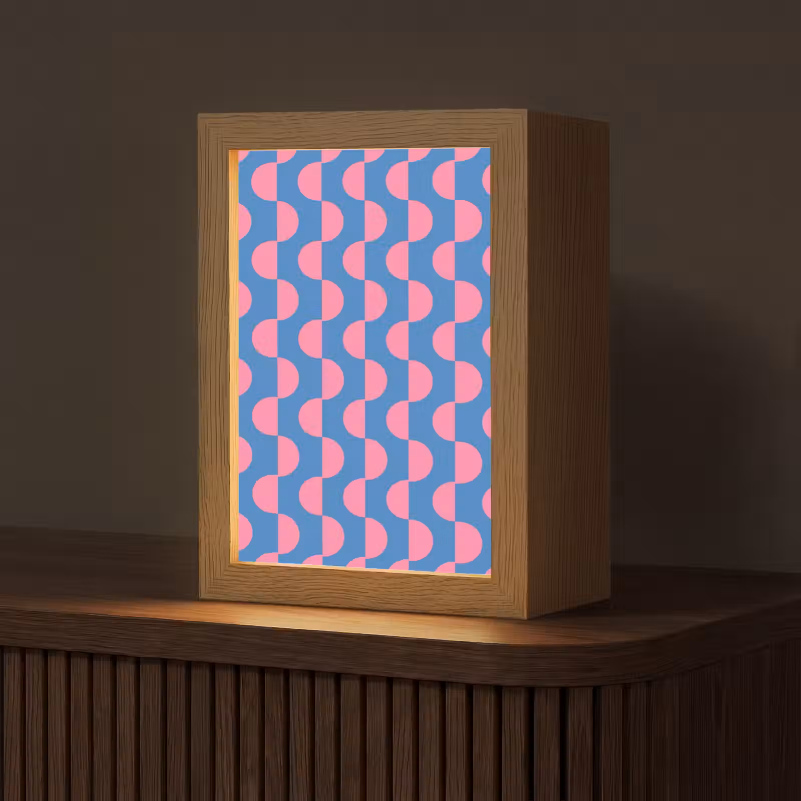 Personalisierte Lightbox - Muster – Halbkreise – Abstrakt – Modern – Rosa – Blau - Patroon - Halve cirkels - Abstract - Modern - Roze - Blauw Light Box met kabel (Tafellamp) klein