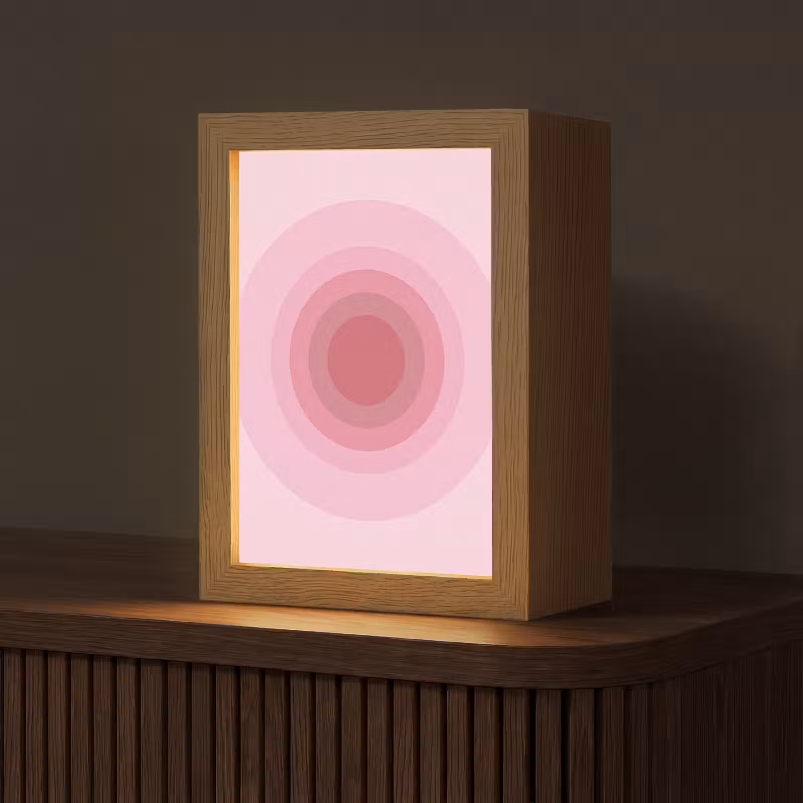 Personalisierte Lightbox - Muster – Kreise – Abstrakt – Rosa – Modern - Patroon - Cirkels - Abstract - Roze - Modern Light Box met kabel (Tafellamp) klein