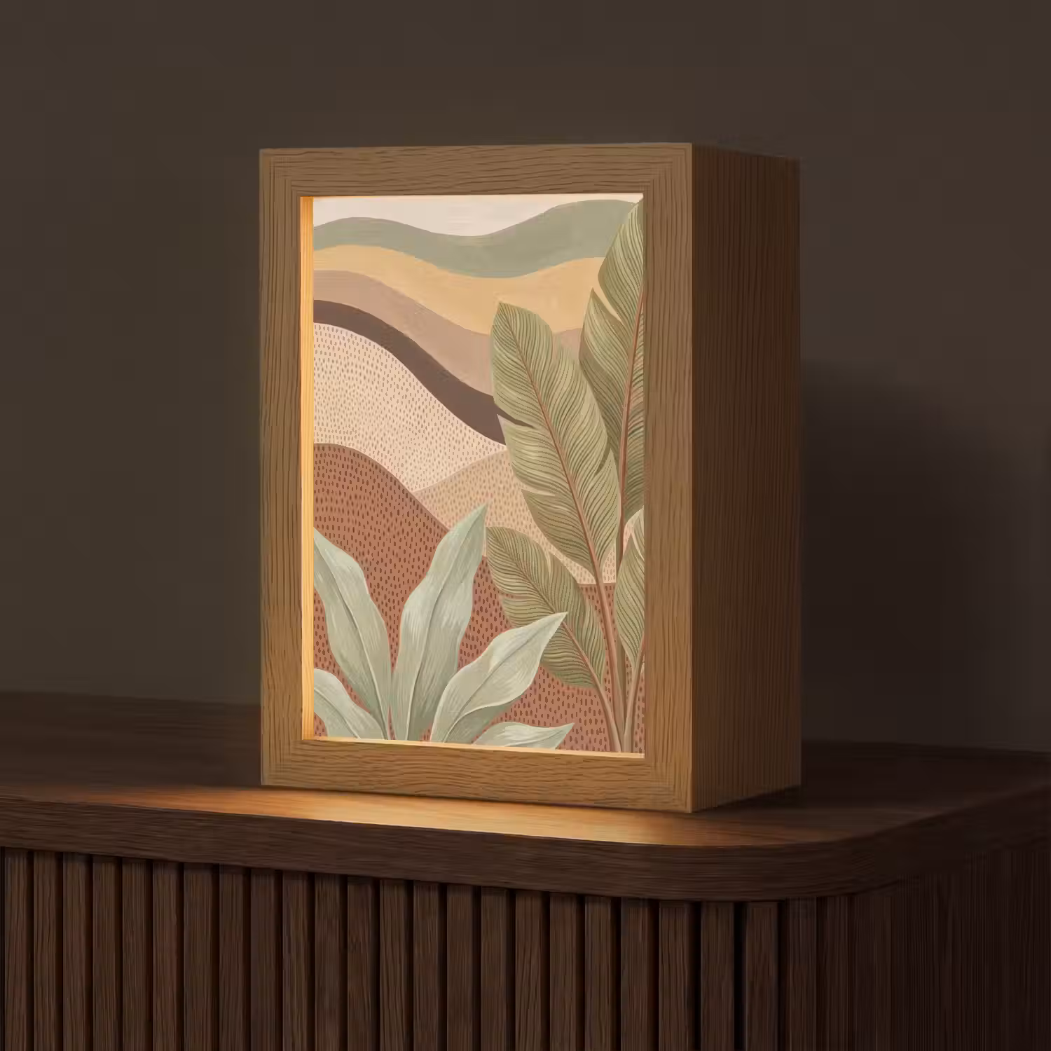 Natuur - Bladeren - Landschap - Abstract - Aardetinten Light Box met kabel (Tafellamp) klein -z3d_website