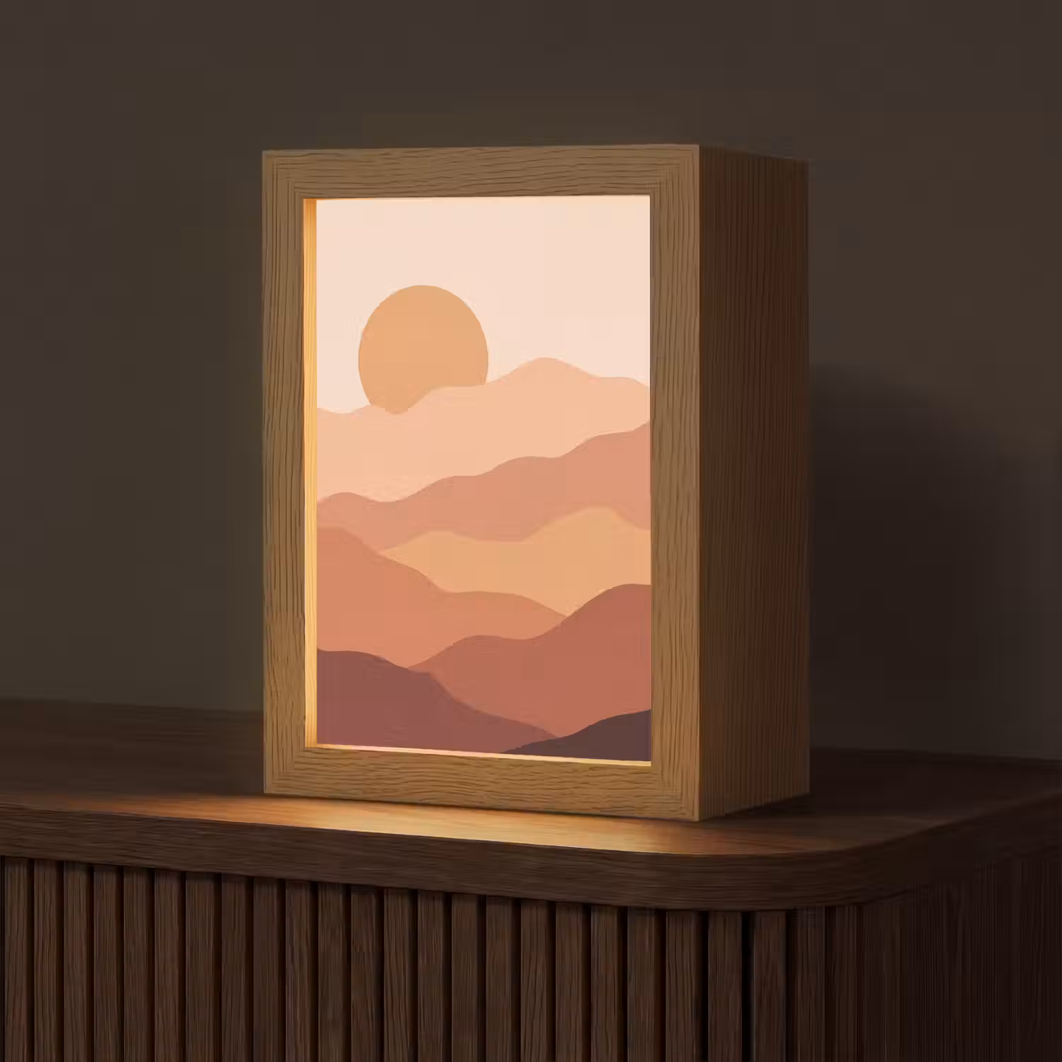 Natuur - Heuvels - Abstract - Modern - Oranje Light Box met kabel (Tafellamp) klein -z3d_website
