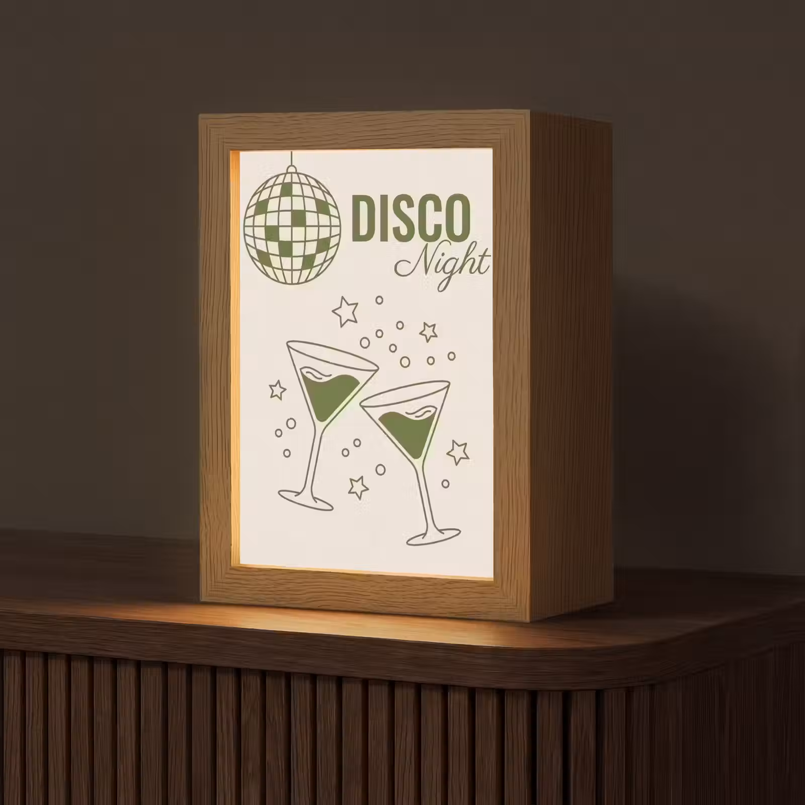 Personalisierte Lightbox - Party – Disco – Alkohol – Illustration – Grün - Feest - Disco - Drank - Illustratie - Groen Light Box met kabel (Tafellamp) klein