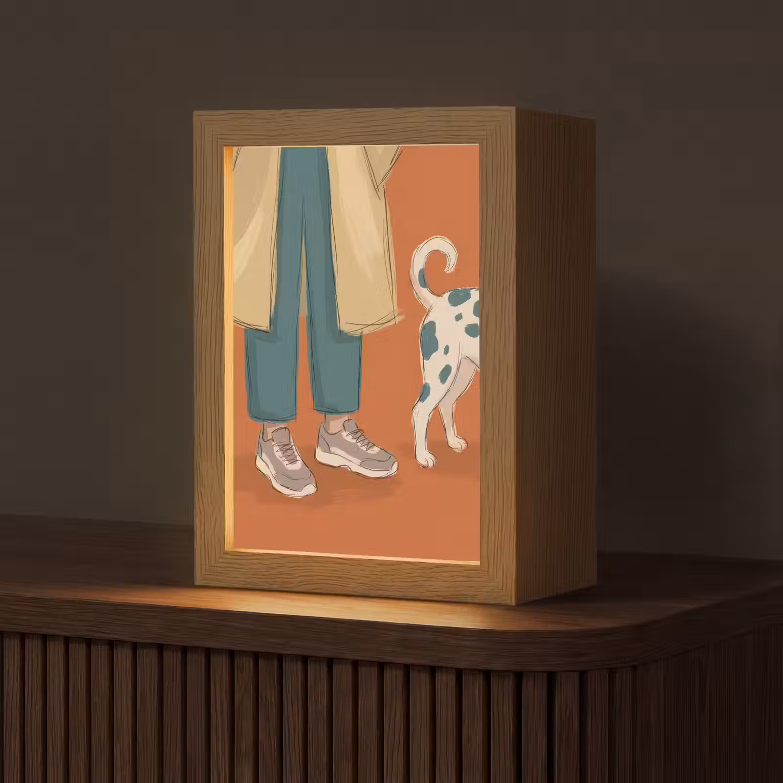 Personalisierte Lightbox - Person – Hund – Tiere – Illustration – Modern - Persoon - Hond - Dieren - Illustratie - Modern Light Box met kabel (Tafellamp) klein