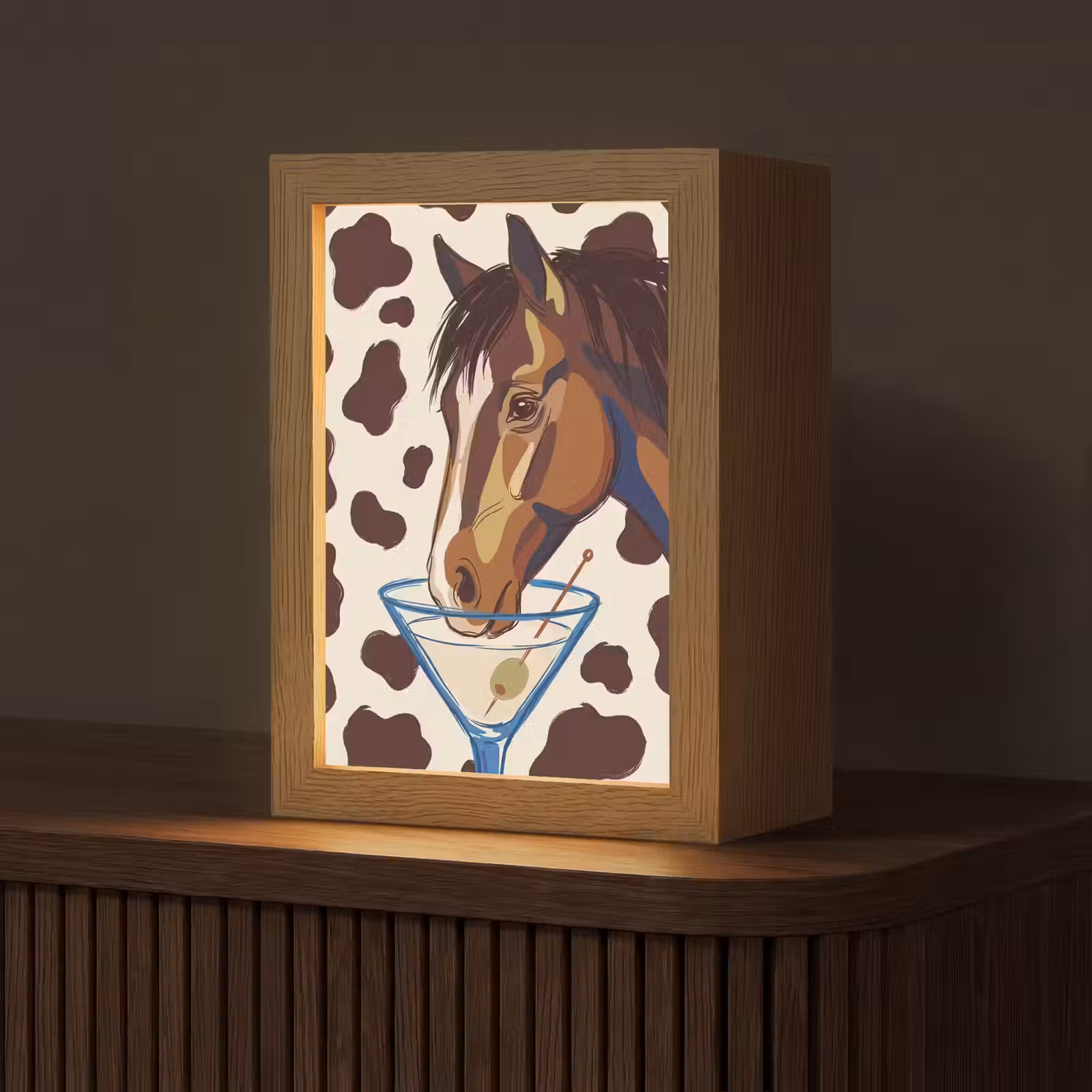 Personalisierte Lightbox - Pferd – Martini – Tiere – Abstrakt – Braun - Paard - Martini - Dieren - Abstract - Bruin Light Box met kabel (Tafellamp) klein