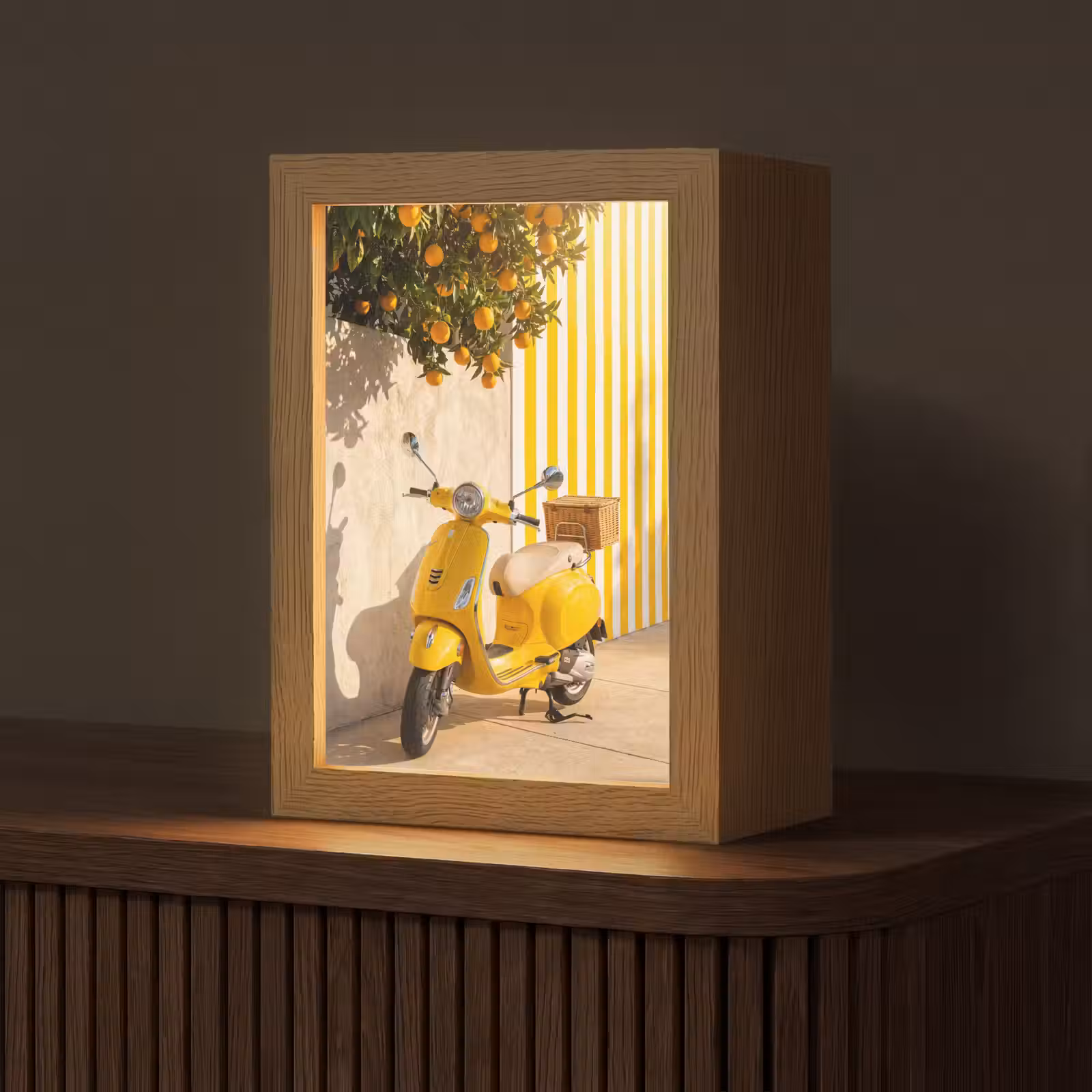 Personalisierte Lightbox - Roller – Natur – Sommer – Gelb – Mittelmeer - Scooter - Natuur - Zomer - Geel - Mediterraan Light Box met kabel (Tafellamp) klein