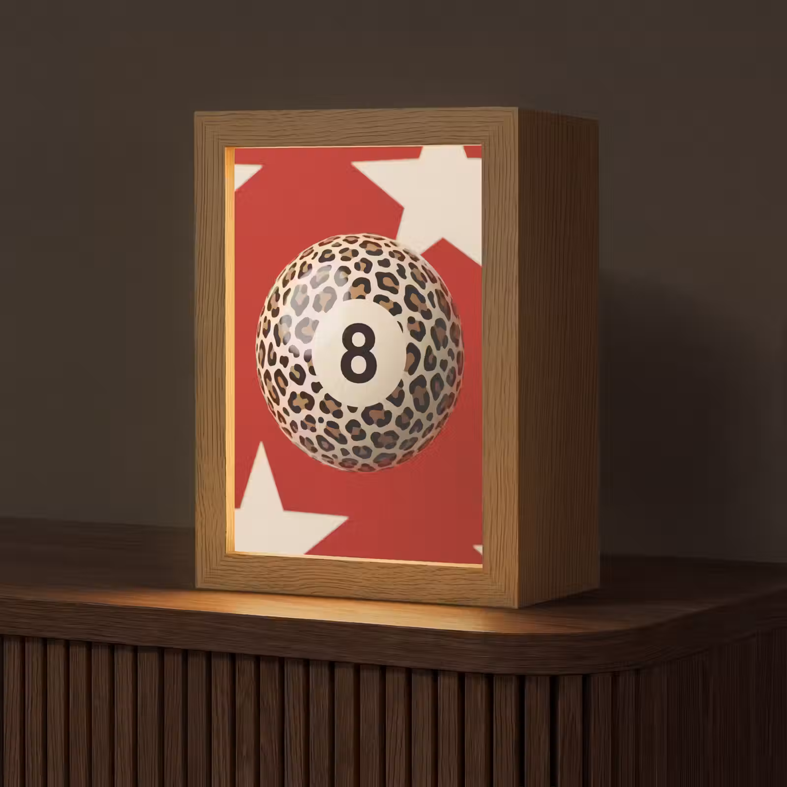 Personalisierte Lightbox - Spiel – Tiermuster – Nummer 8 – Modern – Rot - Spel - Dierenprint - Nummer 8 - Modern - Rood Light Box met kabel (Tafellamp) klein