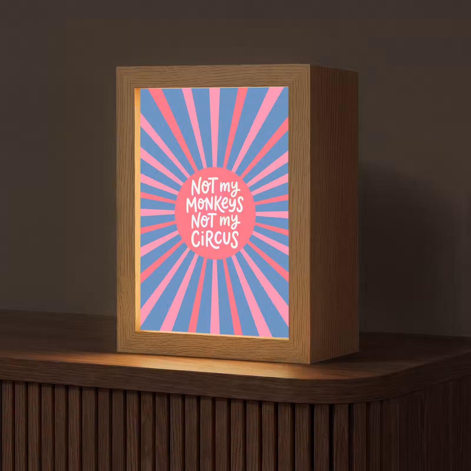 Personalisierte Lightbox - Spruch – Grafisch – Abstrakt – Rosa – Blau - Spreuk - Grafisch - Abstract - Roze - Blauw Light Box met kabel (Tafellamp) klein